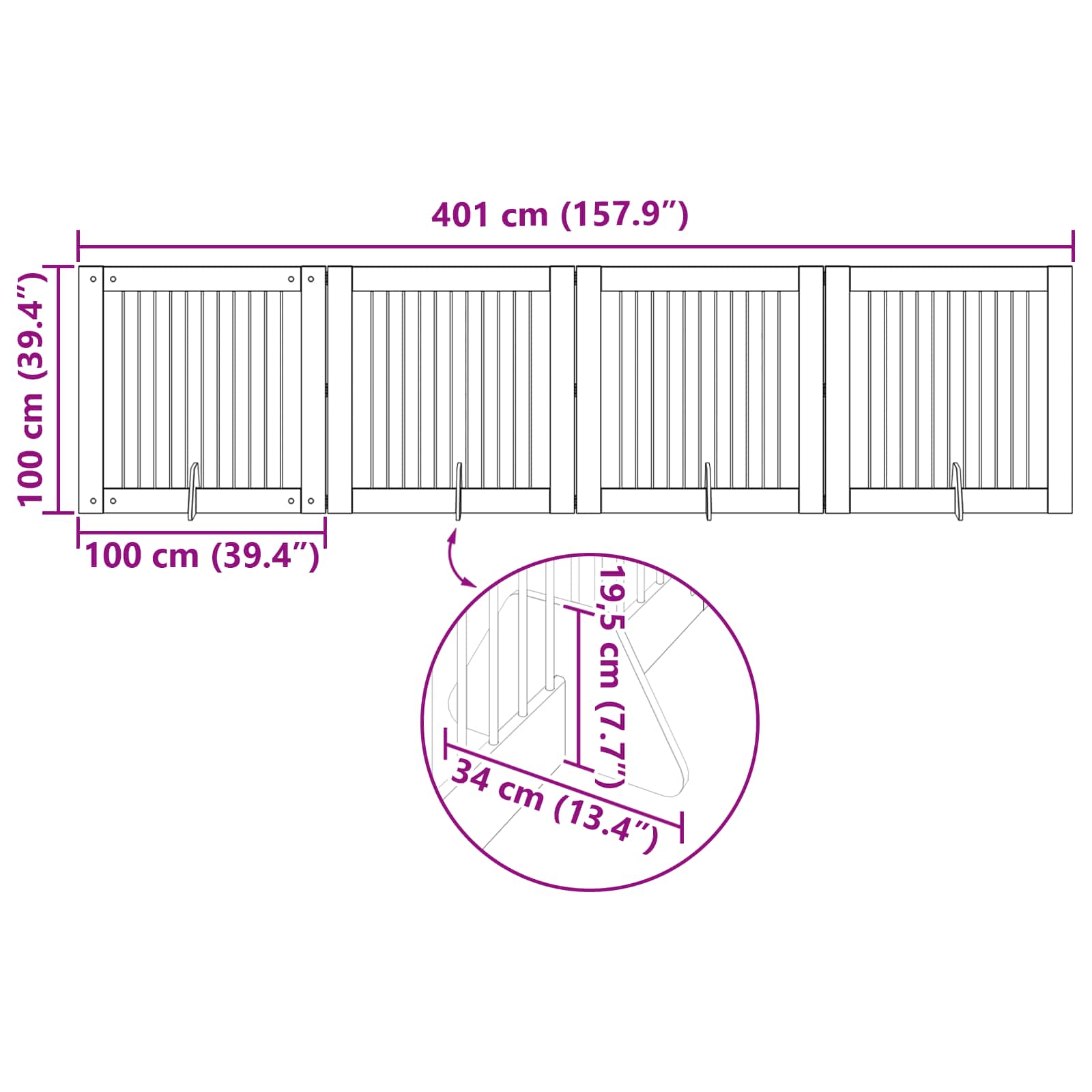 Vrata za pse s postoljem 4 pcs Staro drvo 100 x 100 cm