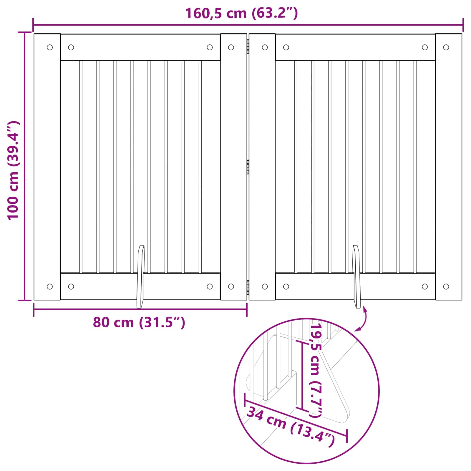 Vrata za pse s postoljem 2 pcs Hrast sonoma 80 x 100 cm
