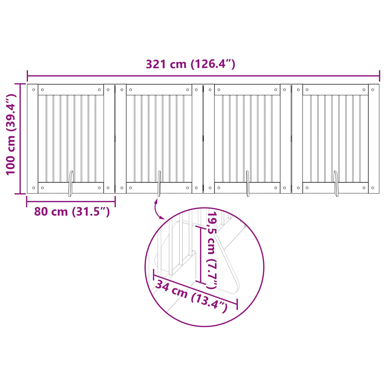 Vrata za pse s postoljem 4 pcs Siva sonoma 80 x 100 cm