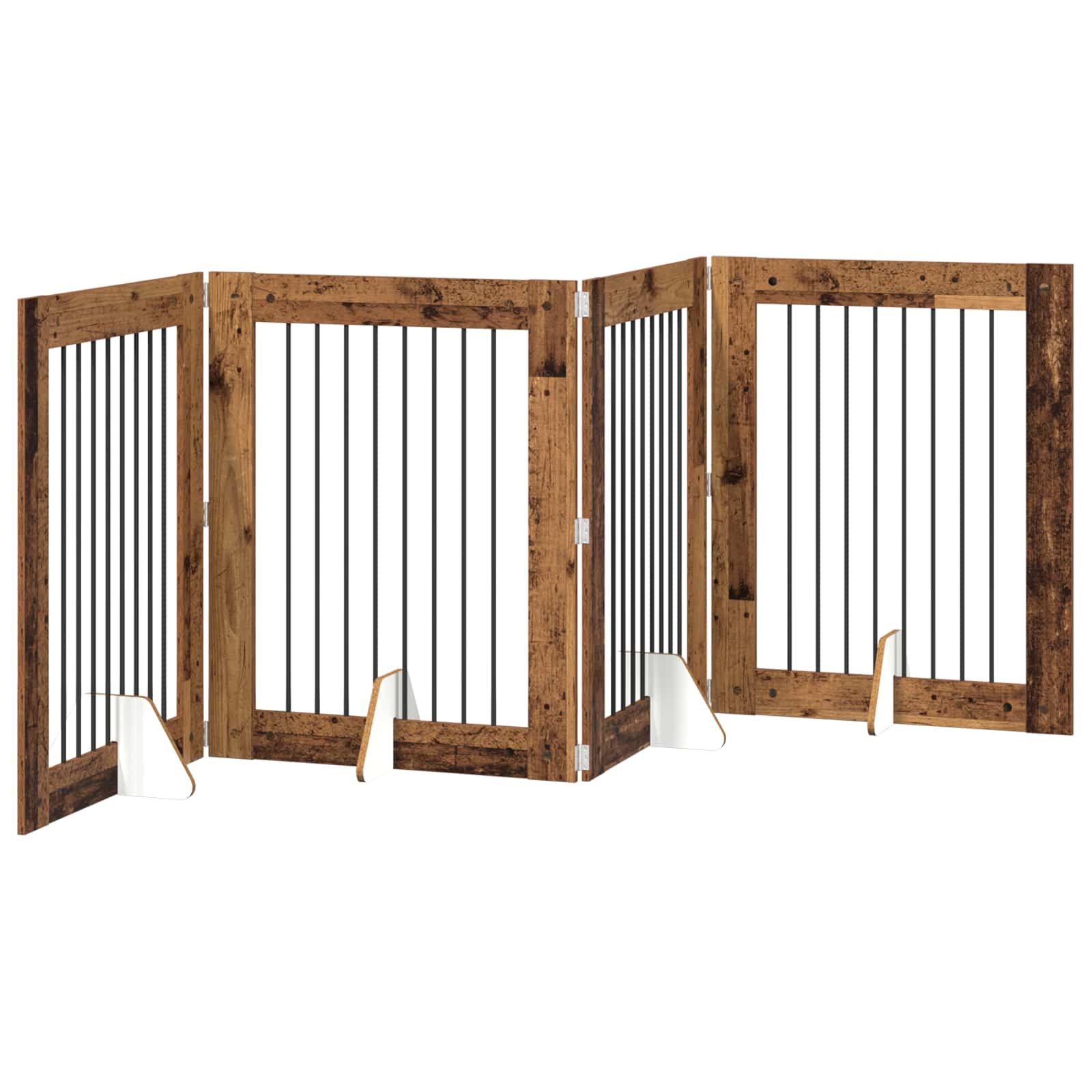 Vrata za pse s postoljem 4 pcs Staro drvo 80 x 100 cm