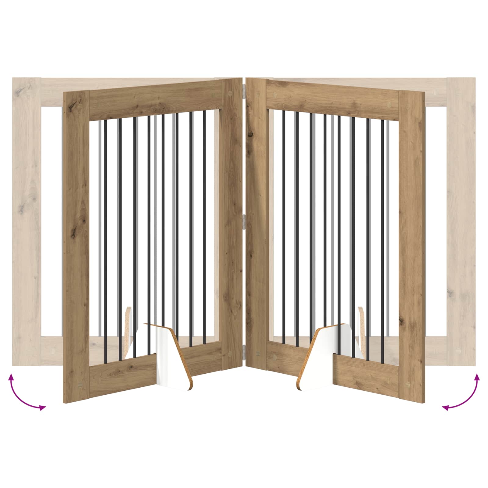 Vrata za pse s postoljem 4 pcs Hrast artisan 80 x 100 cm