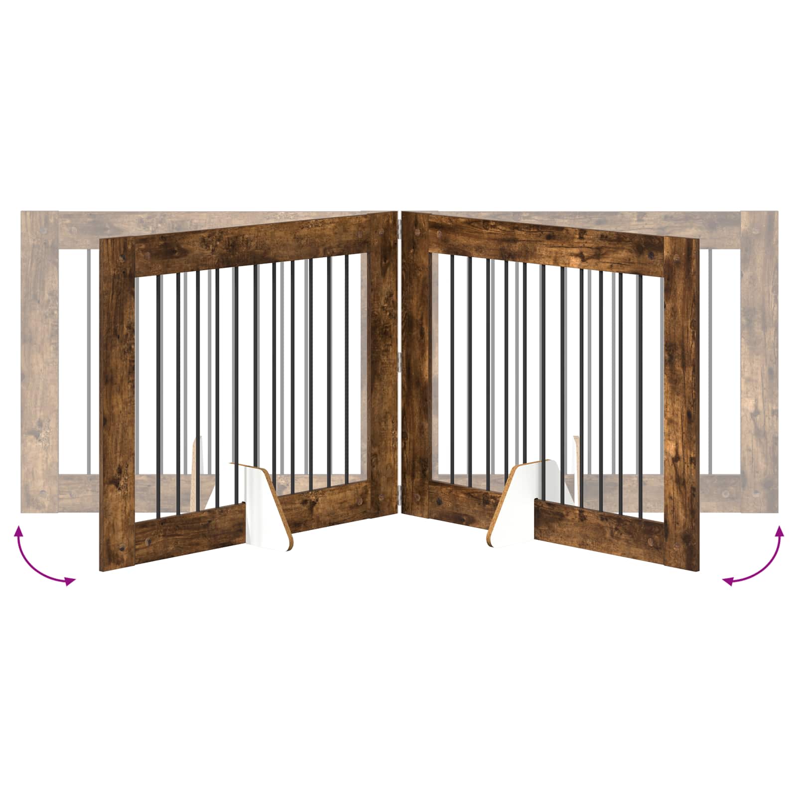 Vrata za pse s postoljem 2 pcs Dimljeni hrast 100 x 80 cm