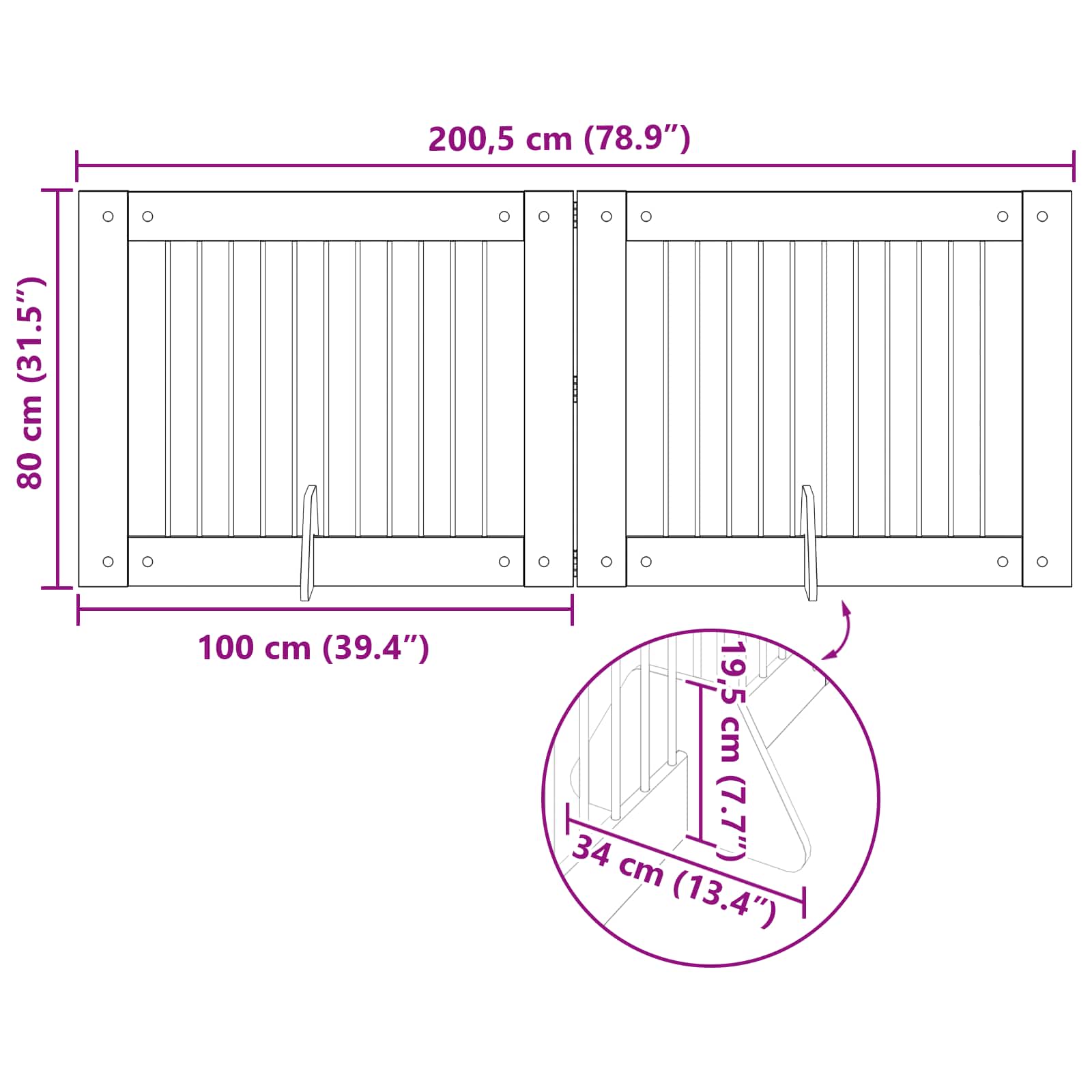 Vrata za pse s postoljem 2 pcs Staro drvo 100 x 80 cm