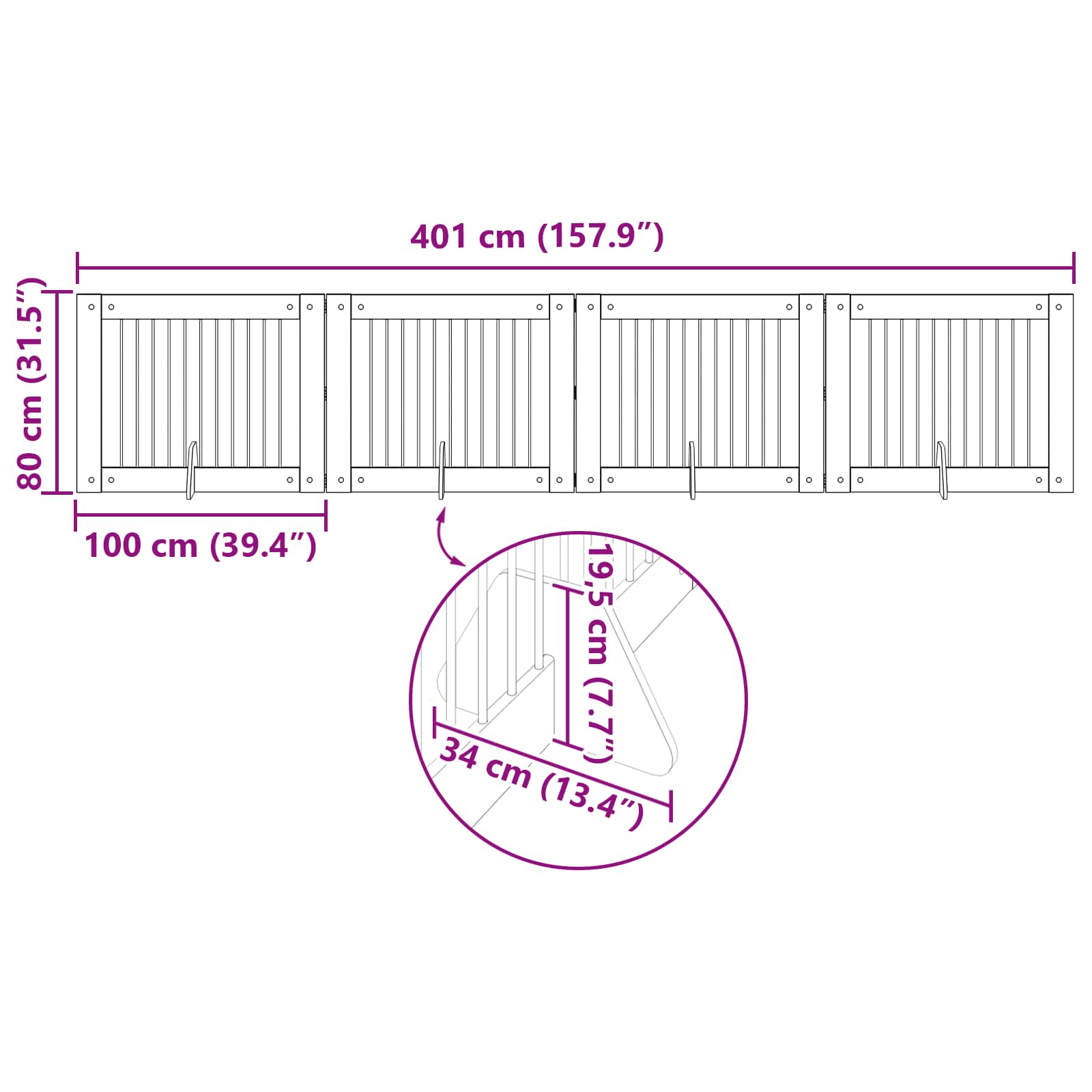 Vrata za pse s postoljem 4 pcs Dimljeni hrast 100 x 80 cm