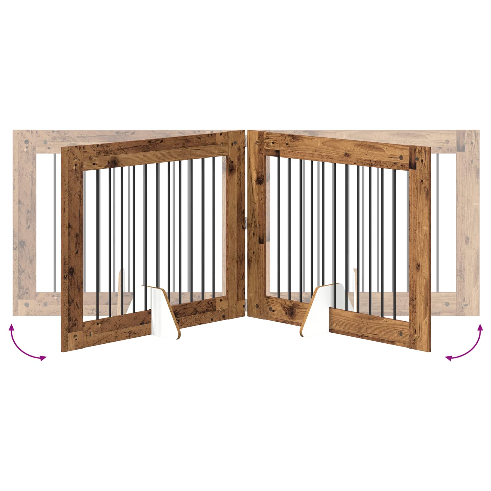 Vrata za pse s postoljem 4 pcs Staro drvo 100 x 80 cm