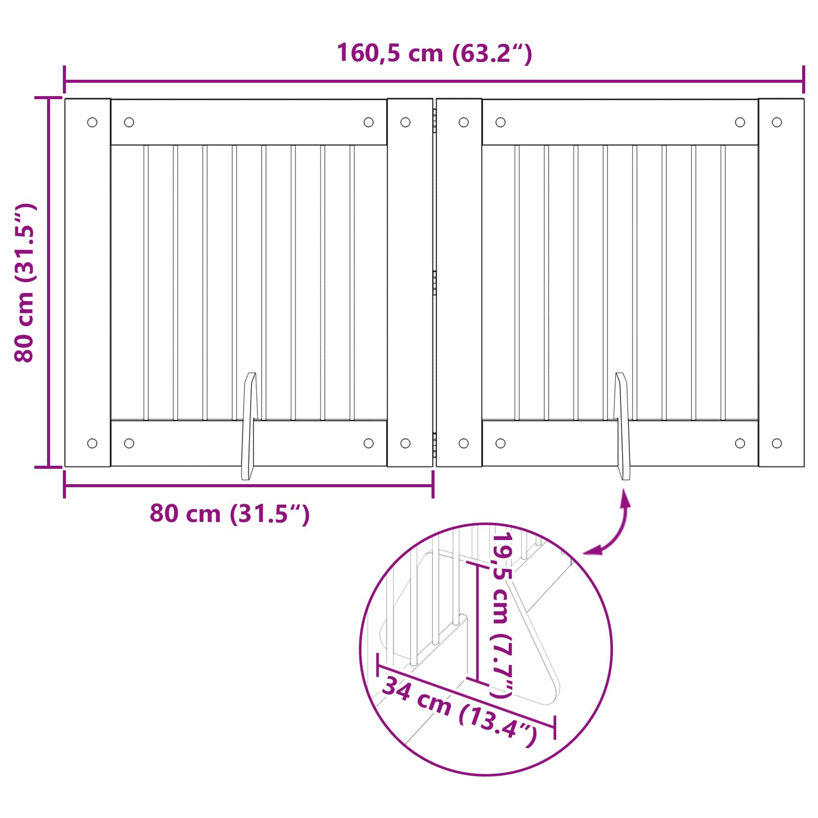 Vrata za pse s postoljem 2 pcs Hrast sonoma 80 x 80 cm