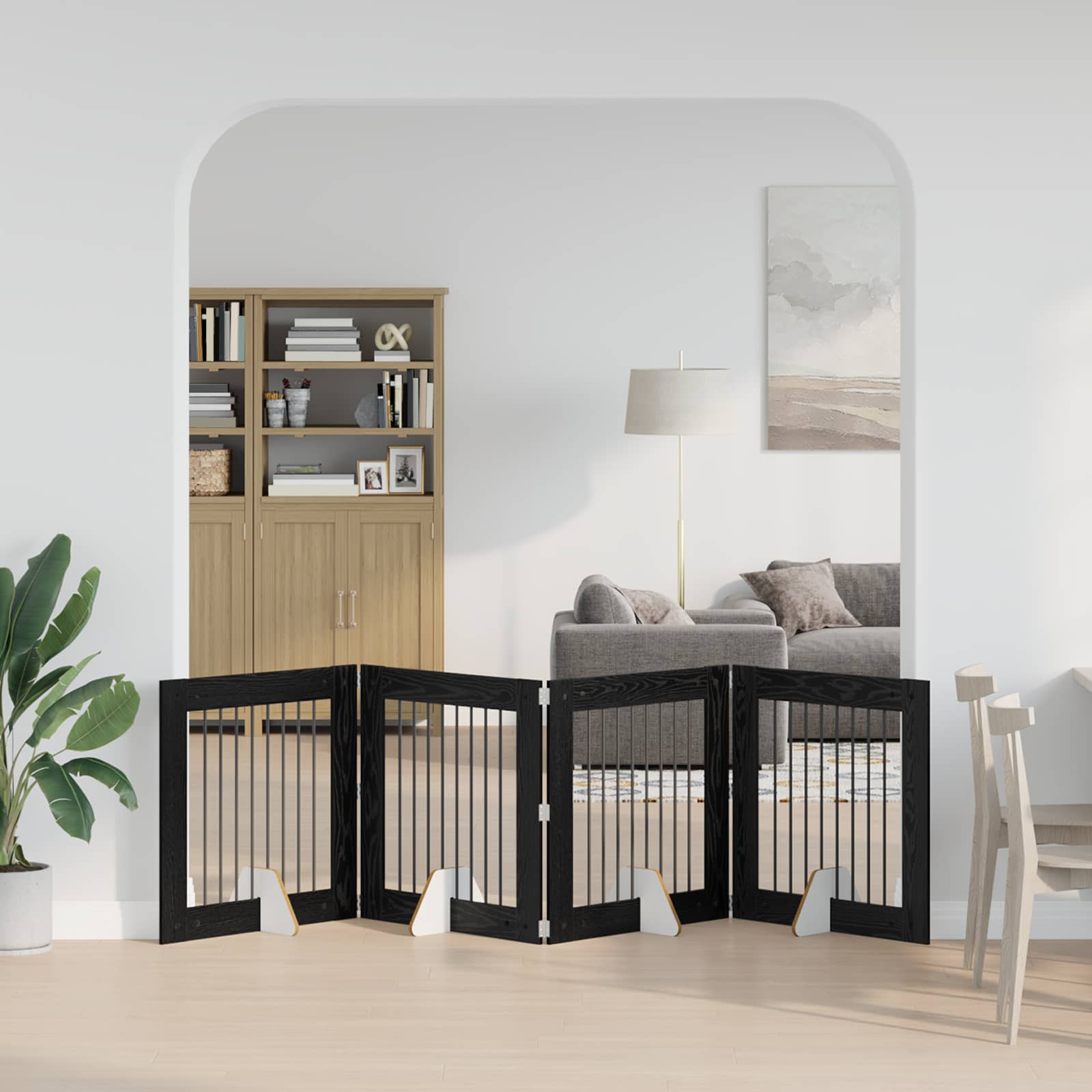 Vrata za pse s postoljem 4 pcs Crni hrast 80 x 80 cm