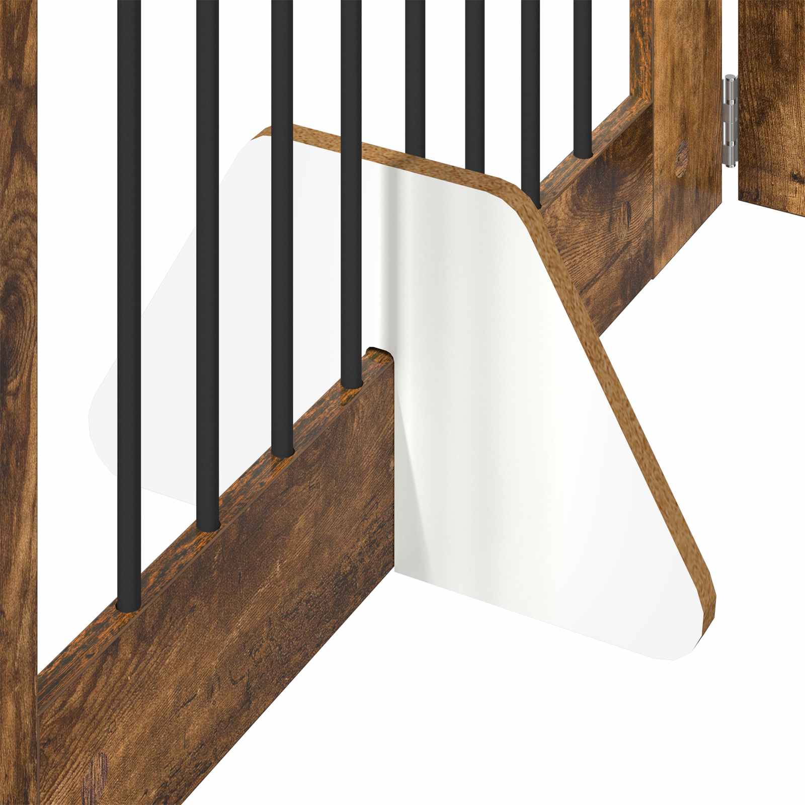 Vrata za pse s postoljem 4 pcs Dimljeni hrast 80 x 80 cm