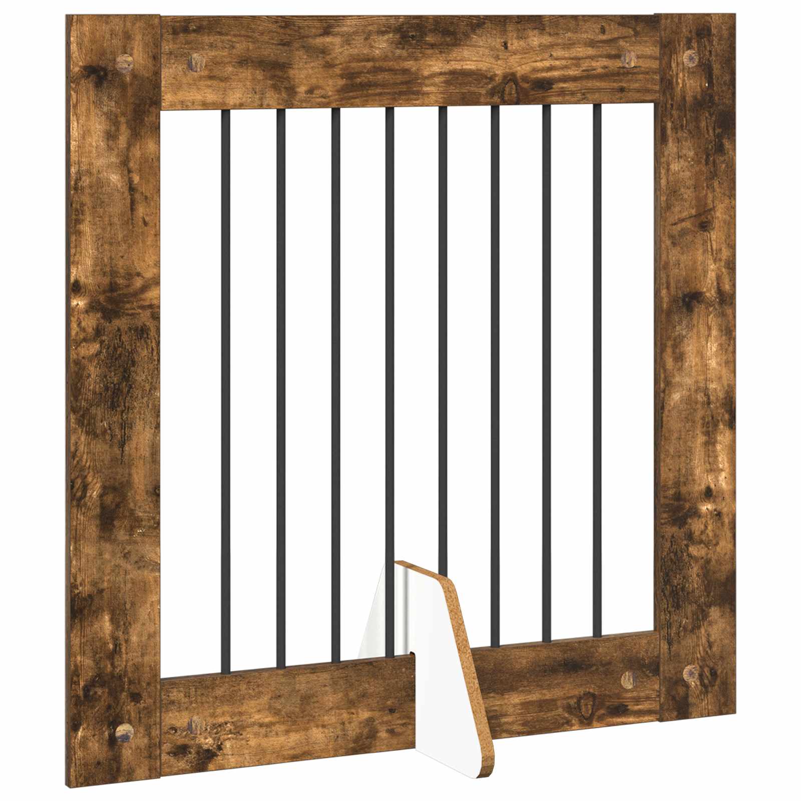 Vrata za pse s postoljem 4 pcs Dimljeni hrast 80 x 80 cm