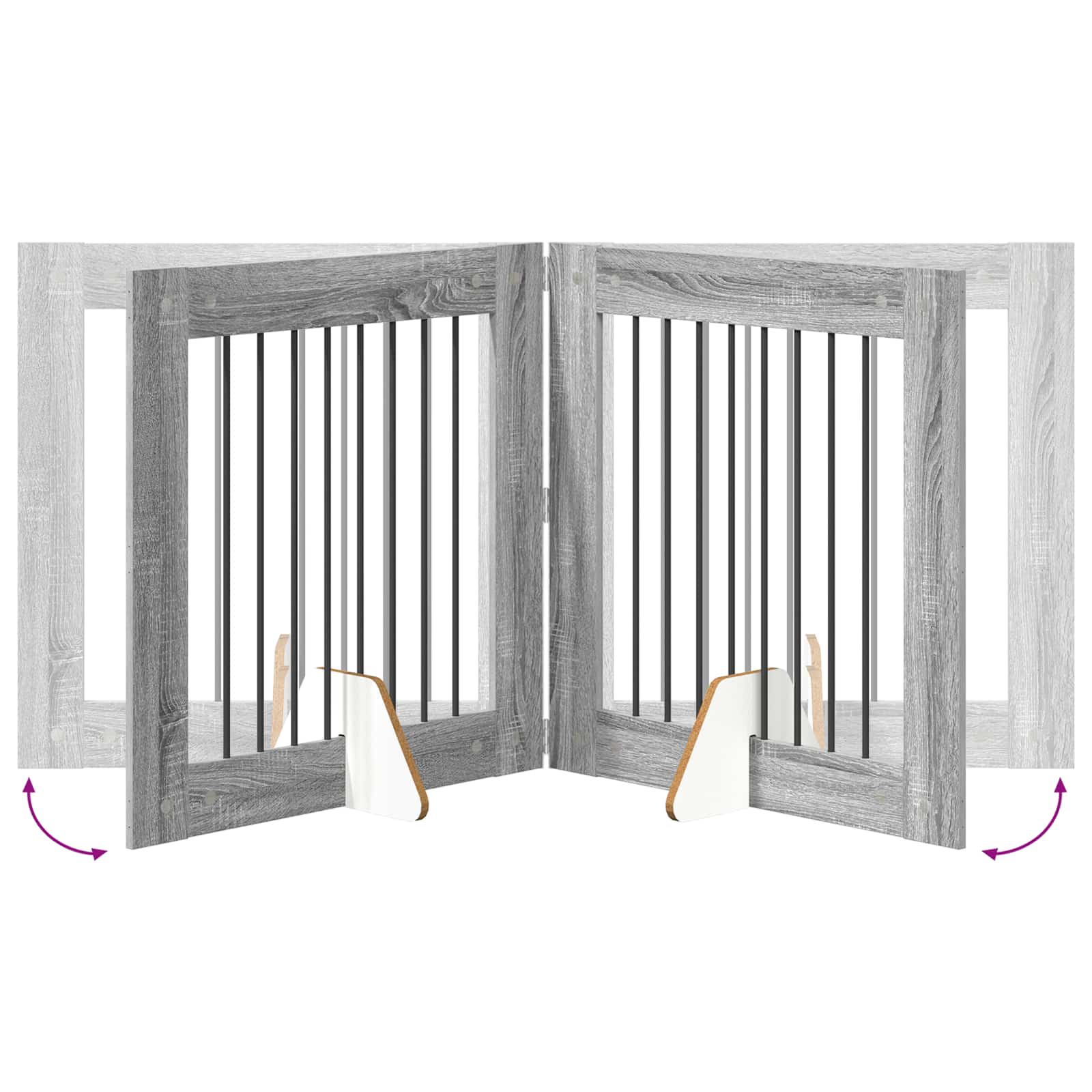 Vrata za pse s postoljem 4 pcs Siva sonoma 80 x 80 cm