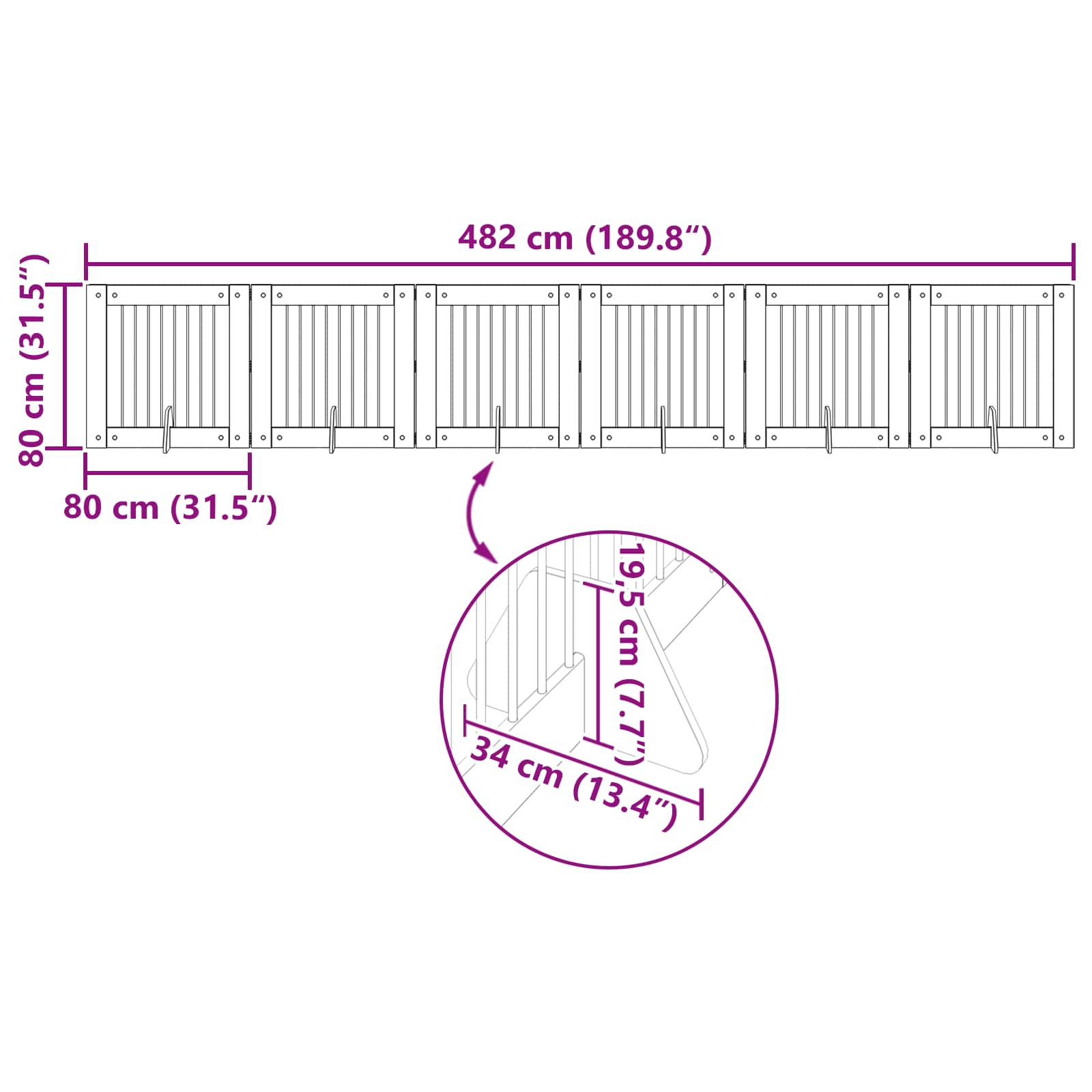 Vrata za pse s postoljem 6 pcs Crni hrast 80 x 80 cm