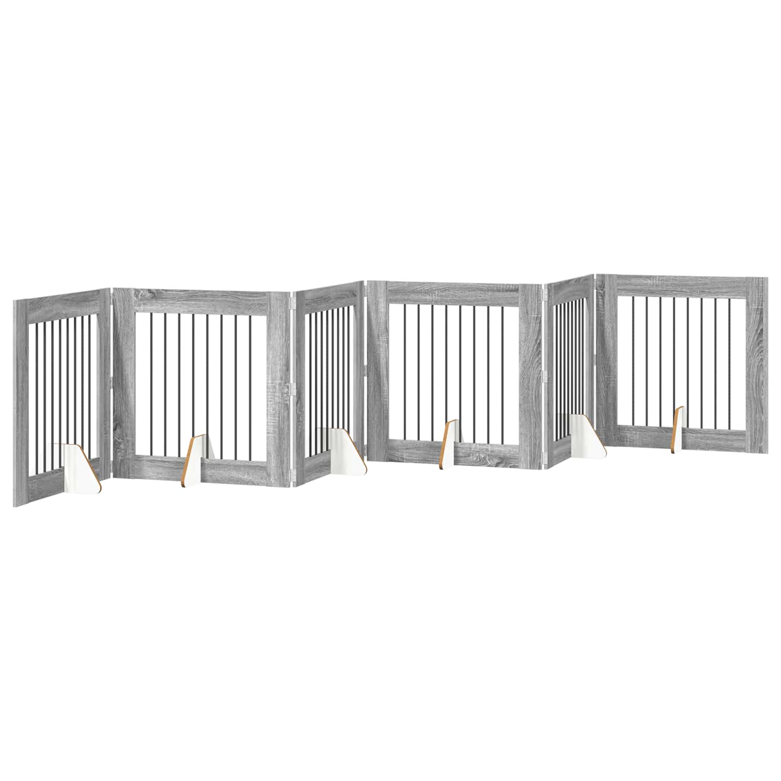 Vrata za pse s postoljem 6 pcs Siva sonoma 80 x 80 cm