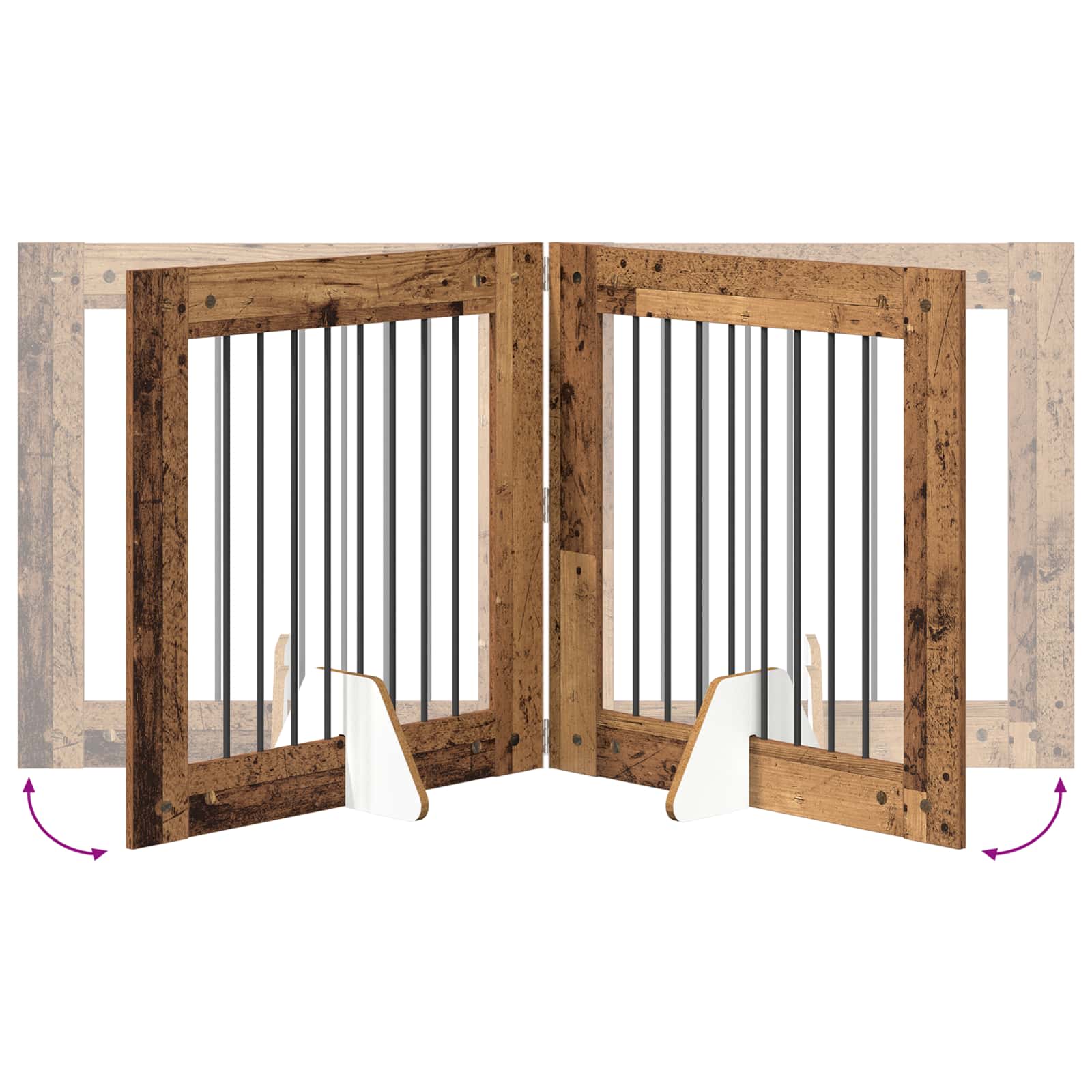 Vrata za pse s postoljem 6 pcs Staro drvo 80 x 80 cm