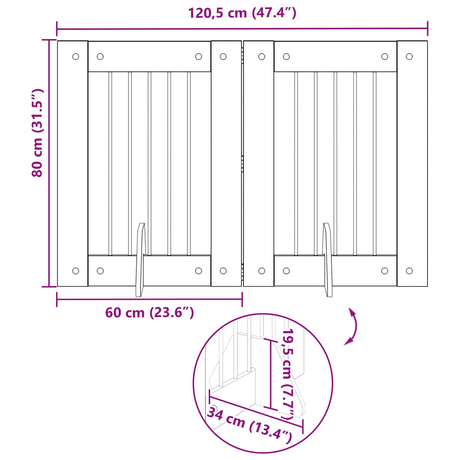 Vrata za pse s postoljem 2 pcs Crni hrast 60 x 80 cm