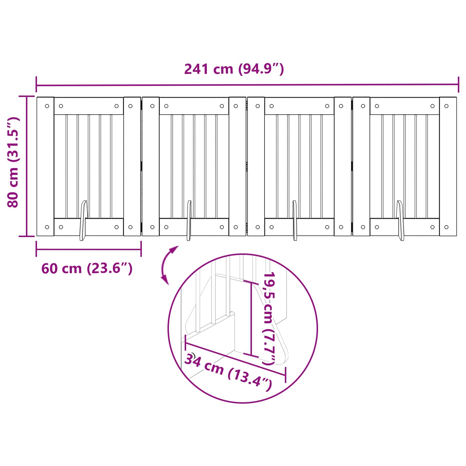 Vrata za pse s postoljem 4 pcs Crni hrast 60 x 80 cm