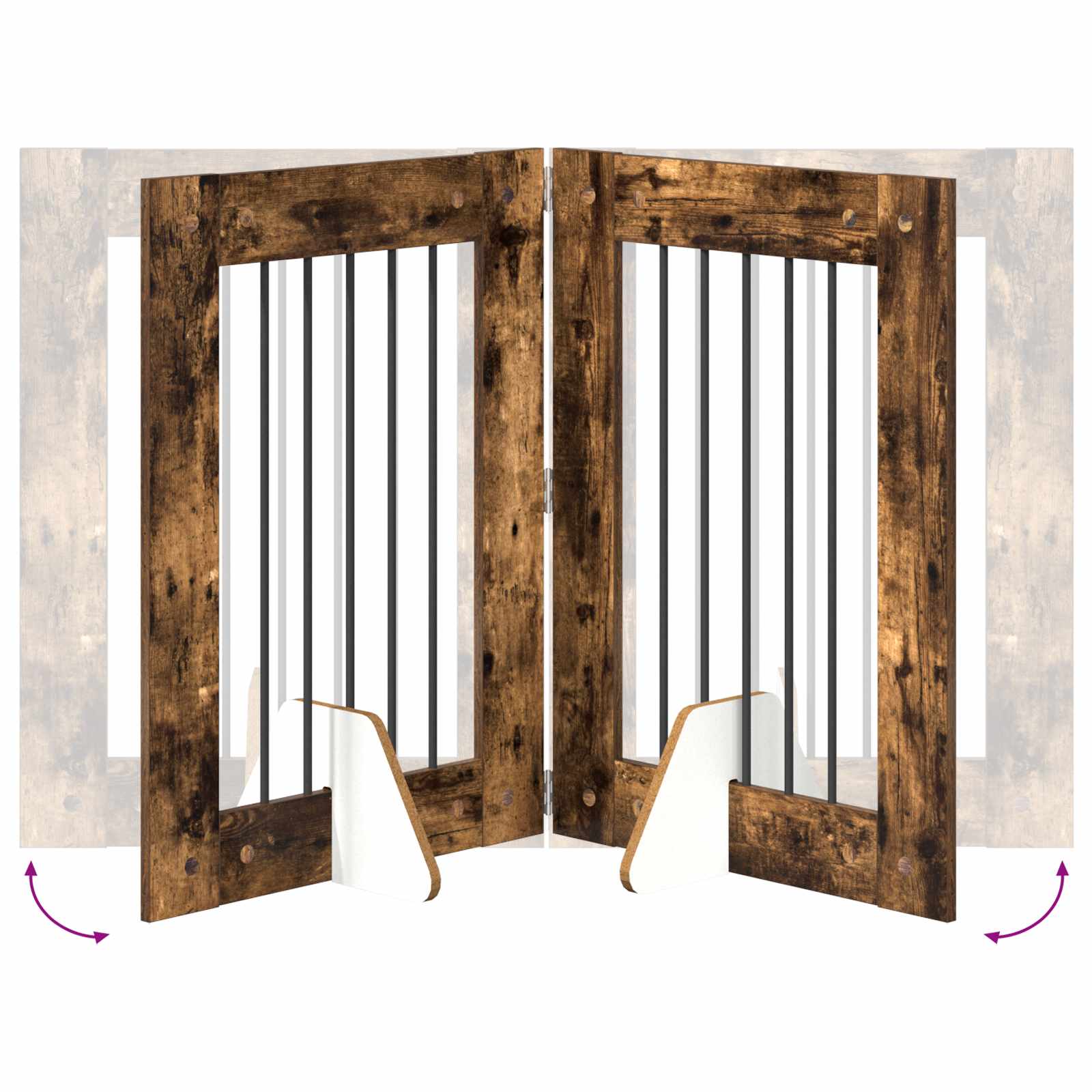 Vrata za pse s postoljem 6 pcs Dimljeni hrast 60 x 80 cm
