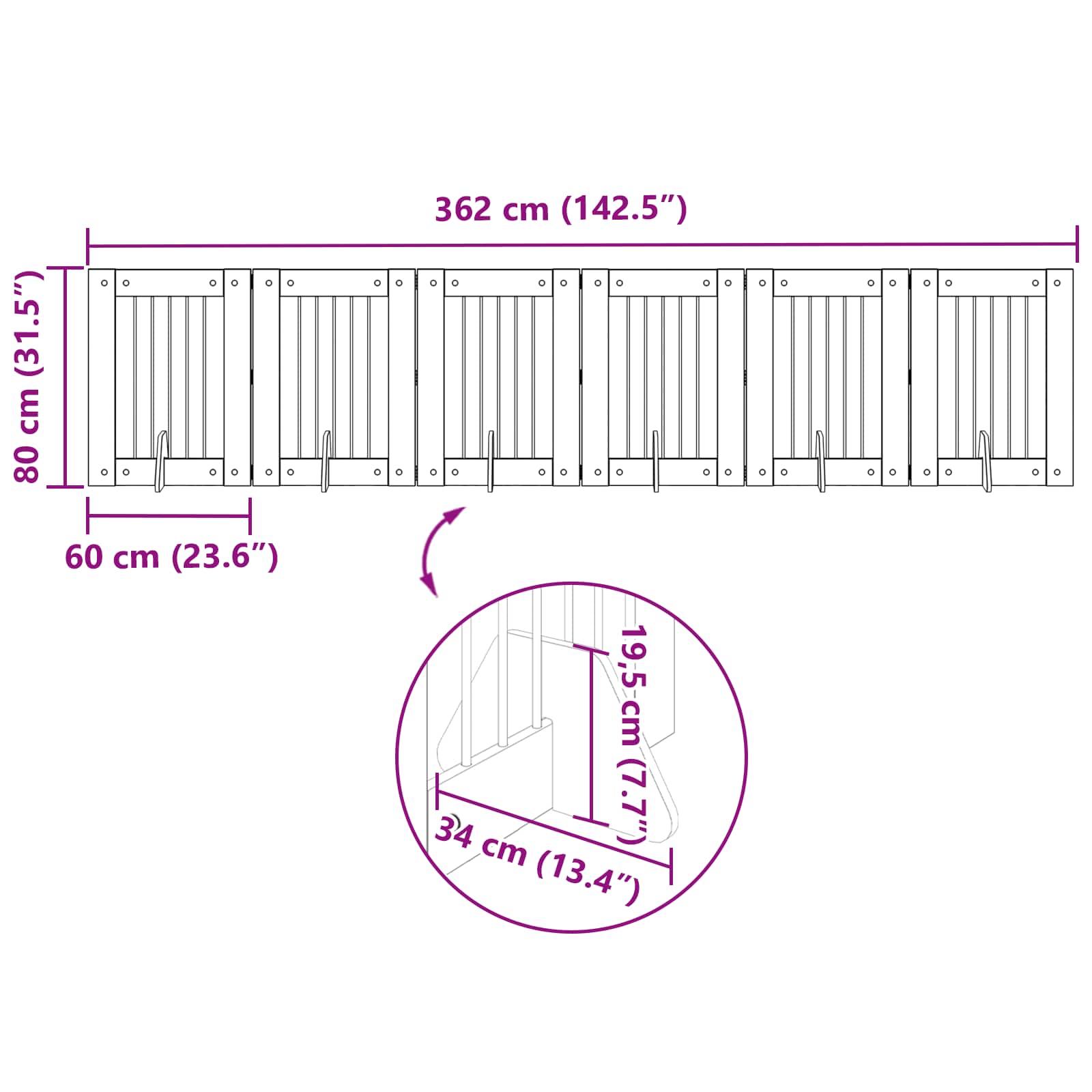 Vrata za pse s postoljem 6 pcs Siva sonoma 60 x 80 cm