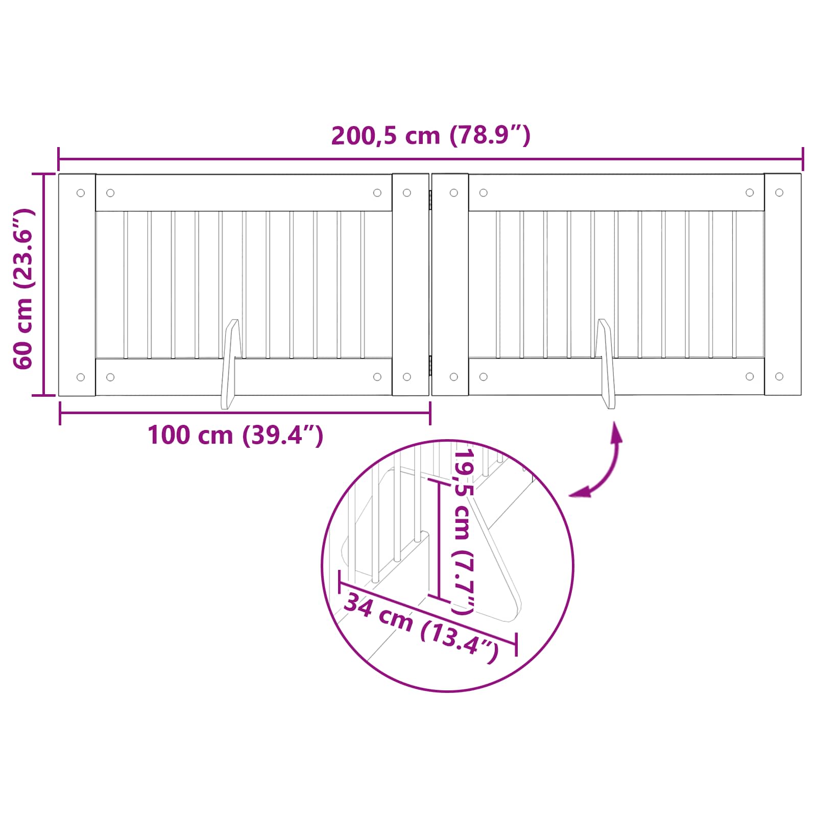 Vrata za pse s postoljem 2 pcs Siva sonoma 100 x 60 cm