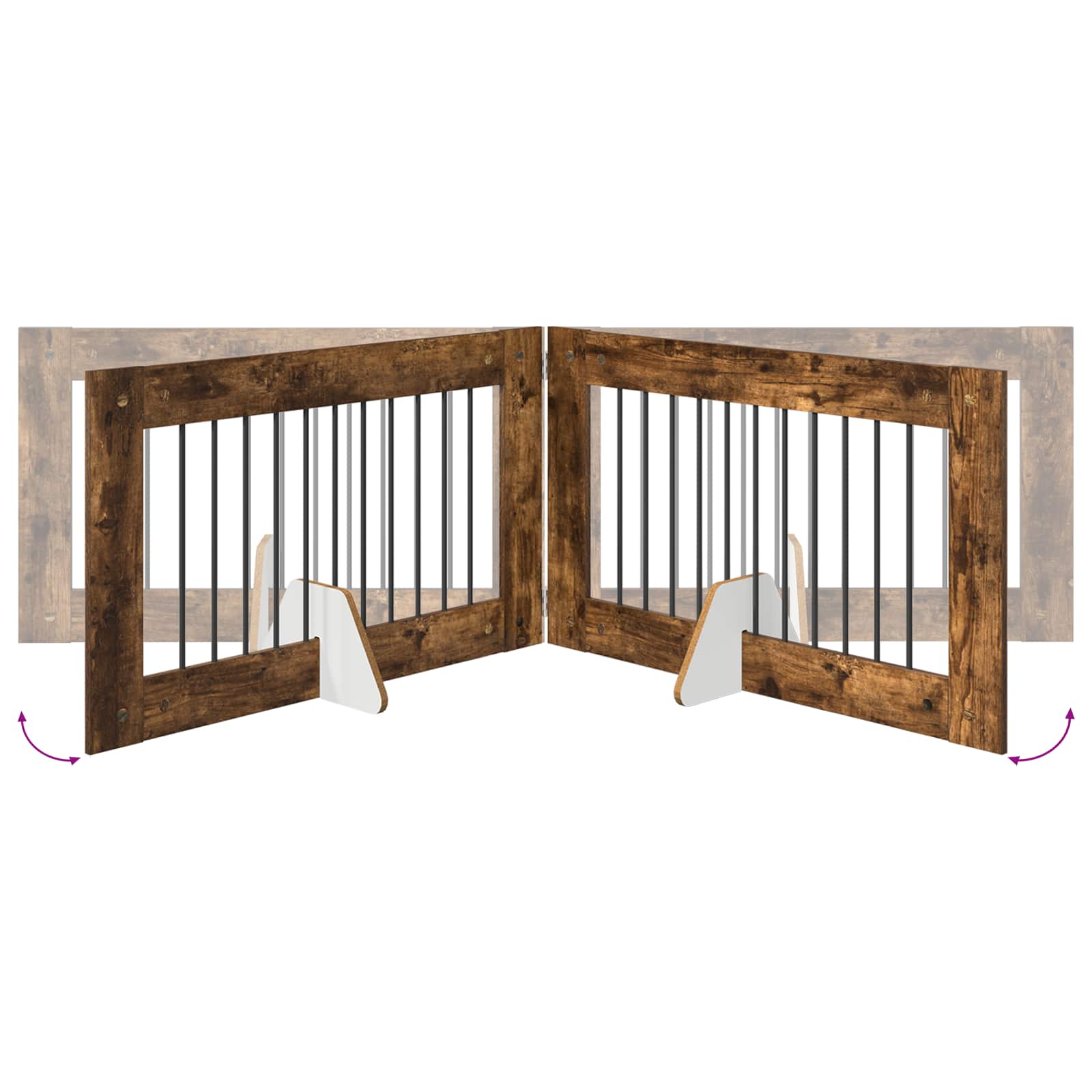 Vrata za pse s postoljem 4 pcs Dimljeni hrast 100 x 60 cm