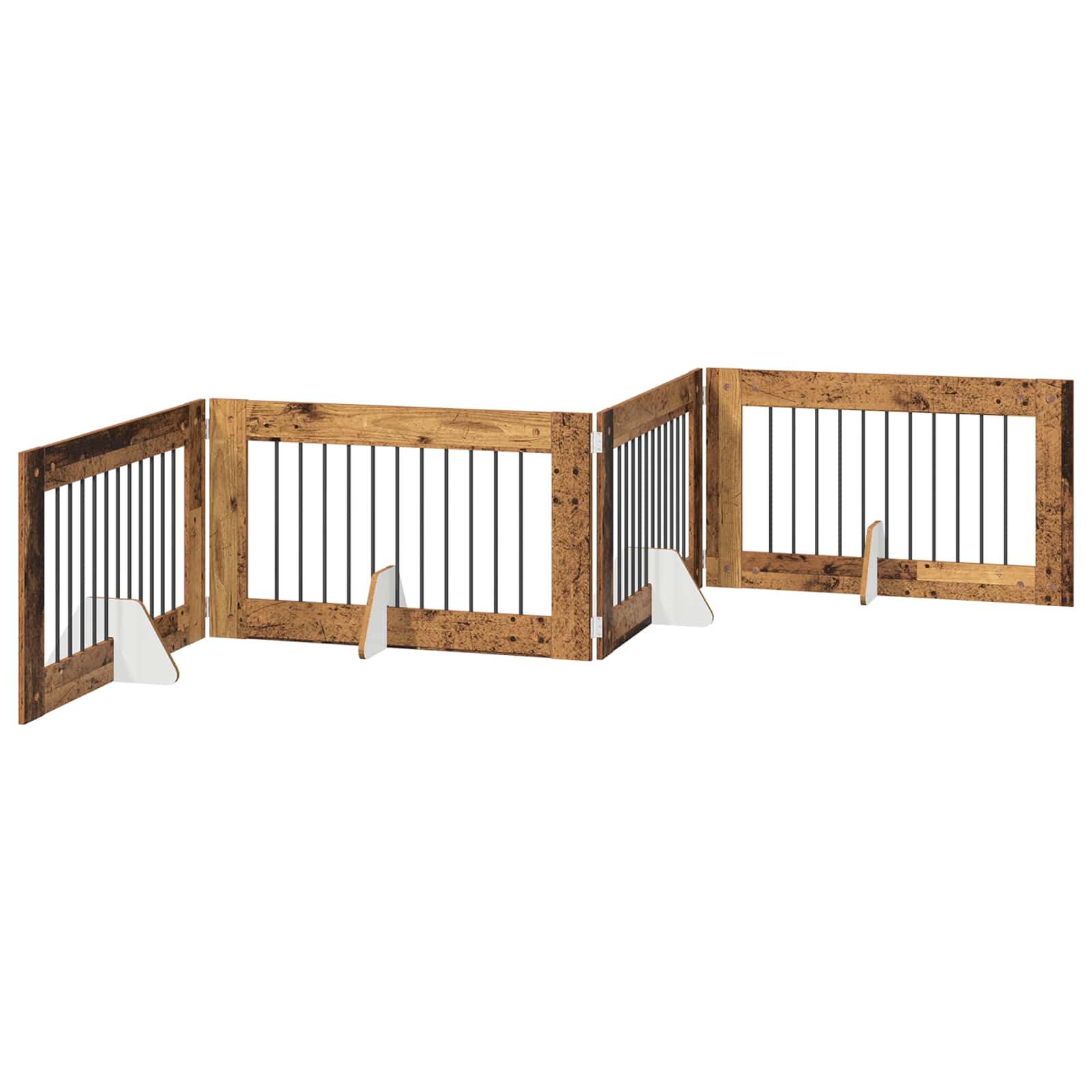 Vrata za pse s postoljem 4 pcs Staro drvo 100 x 60 cm