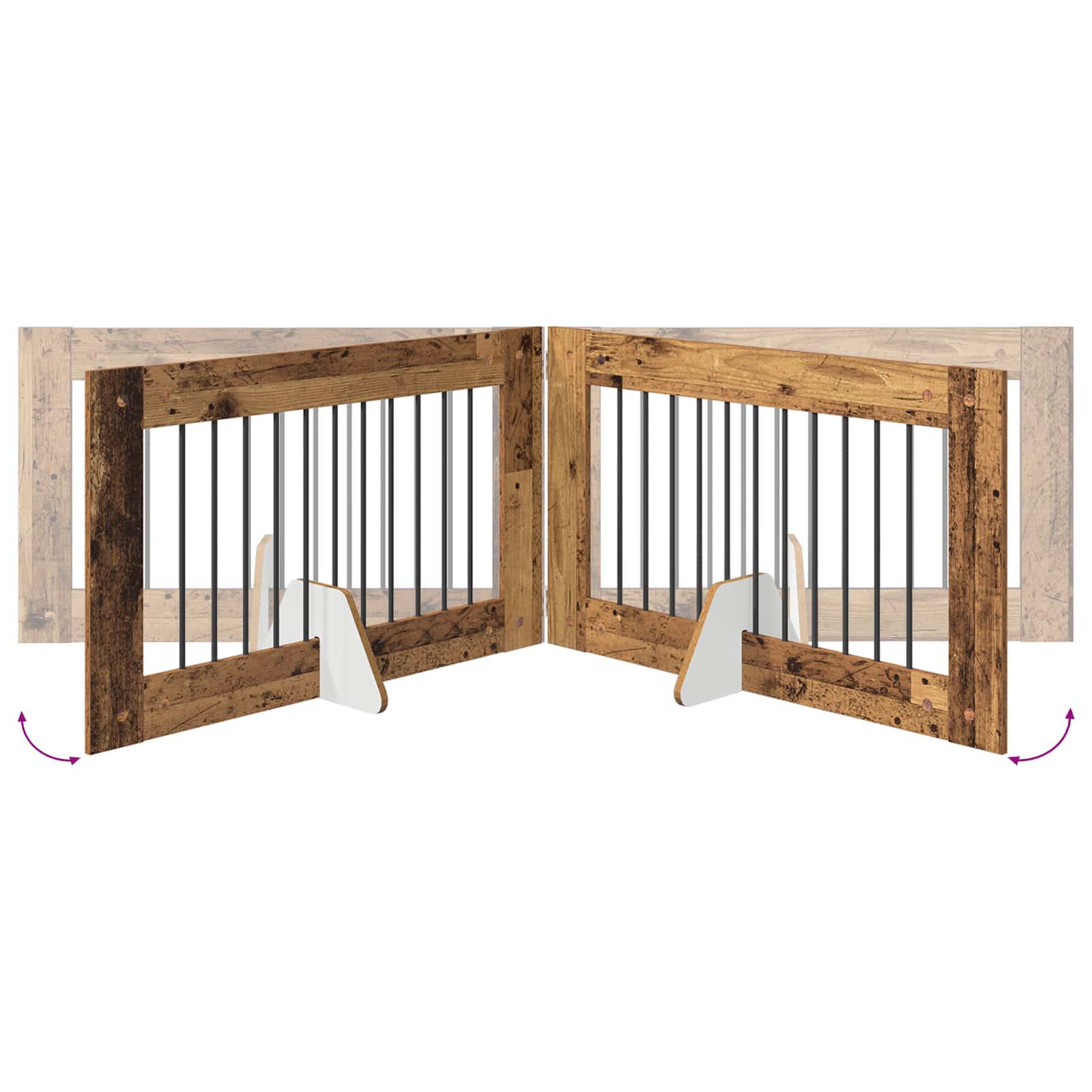 Vrata za pse s postoljem 4 pcs Staro drvo 100 x 60 cm