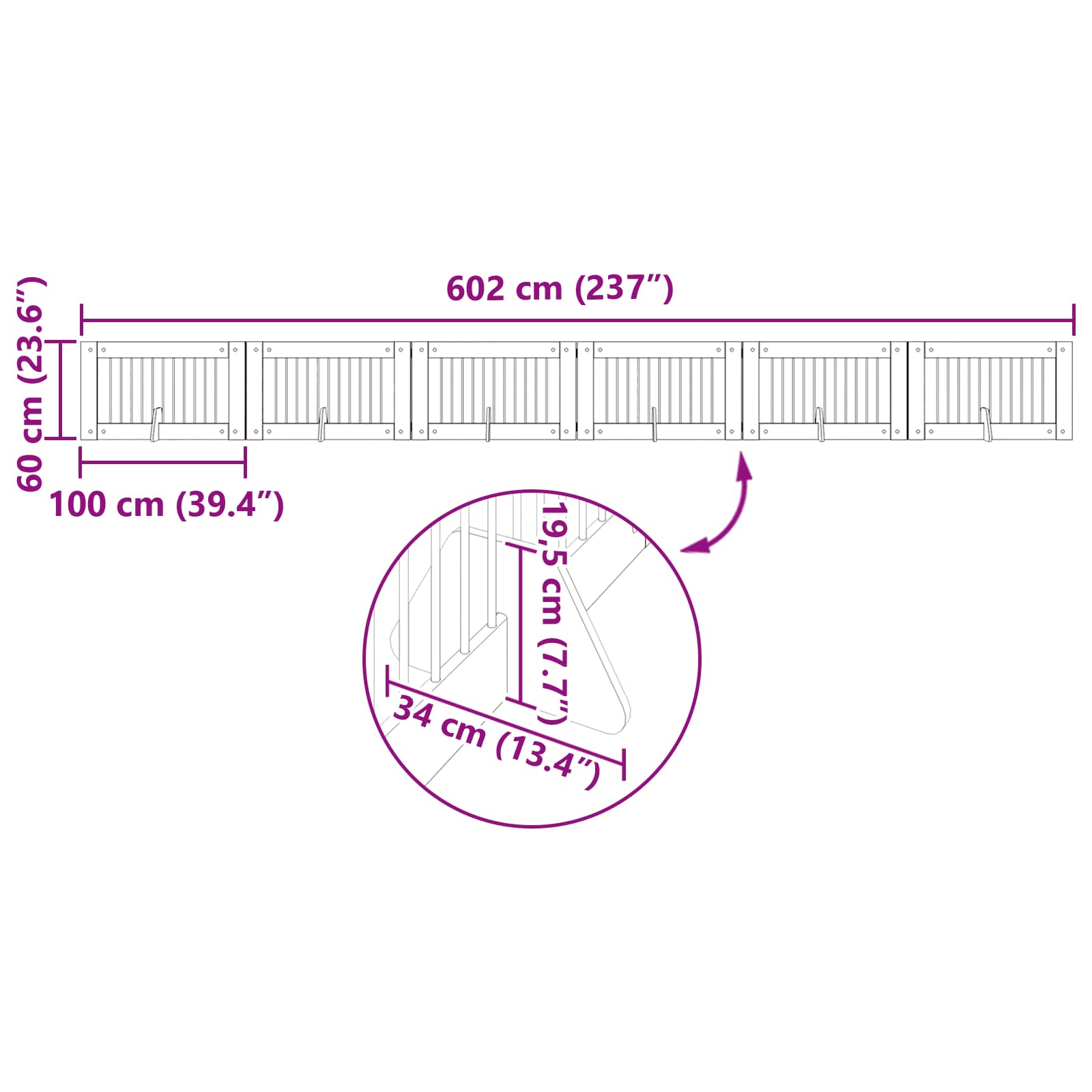 Vrata za pse s postoljem 6 pcs Crni hrast 100 x 60 cm