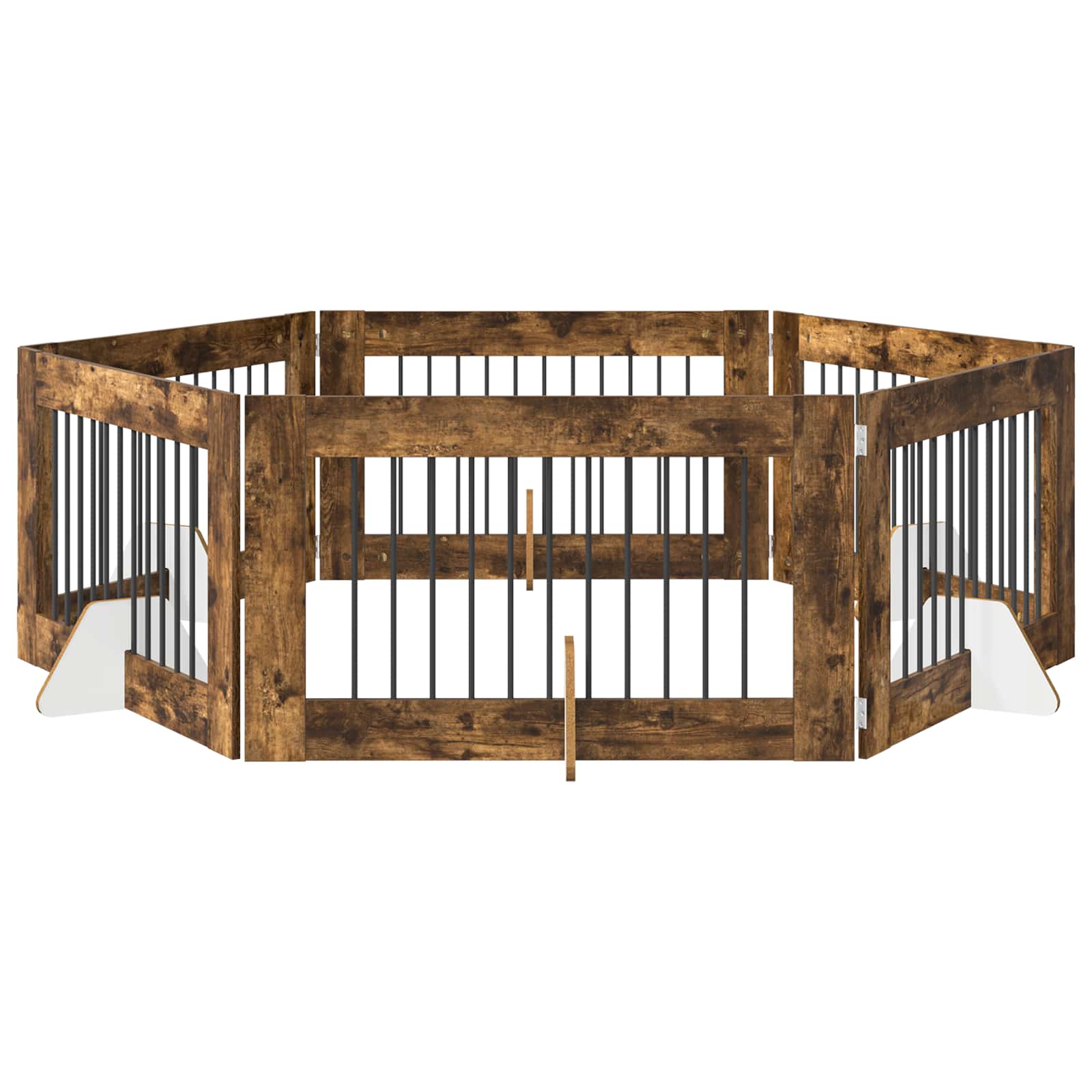 Vrata za pse s postoljem 6 pcs Dimljeni hrast 100 x 60 cm
