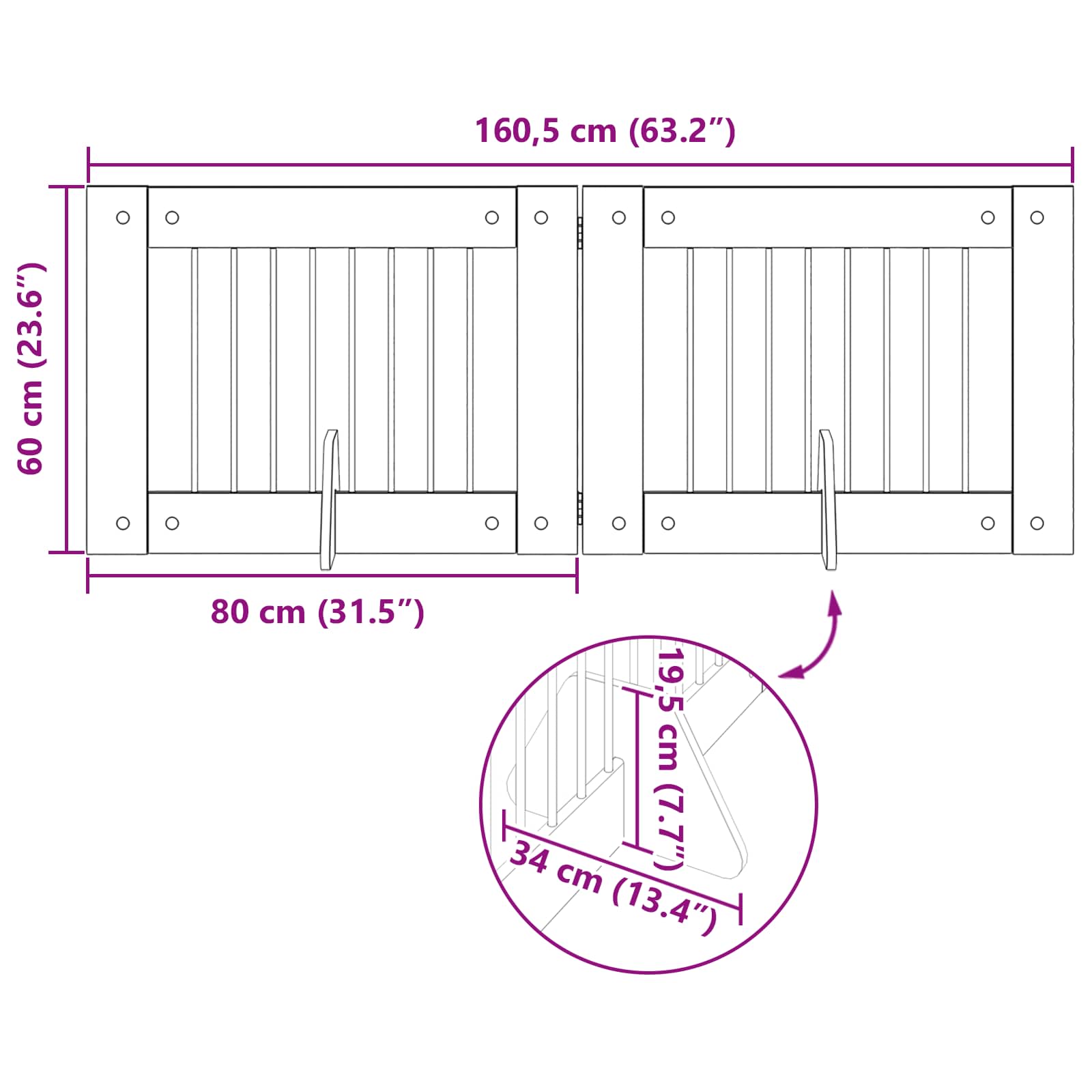 Vrata za pse s postoljem 2 pcs Hrast artisan 80 x 60 cm