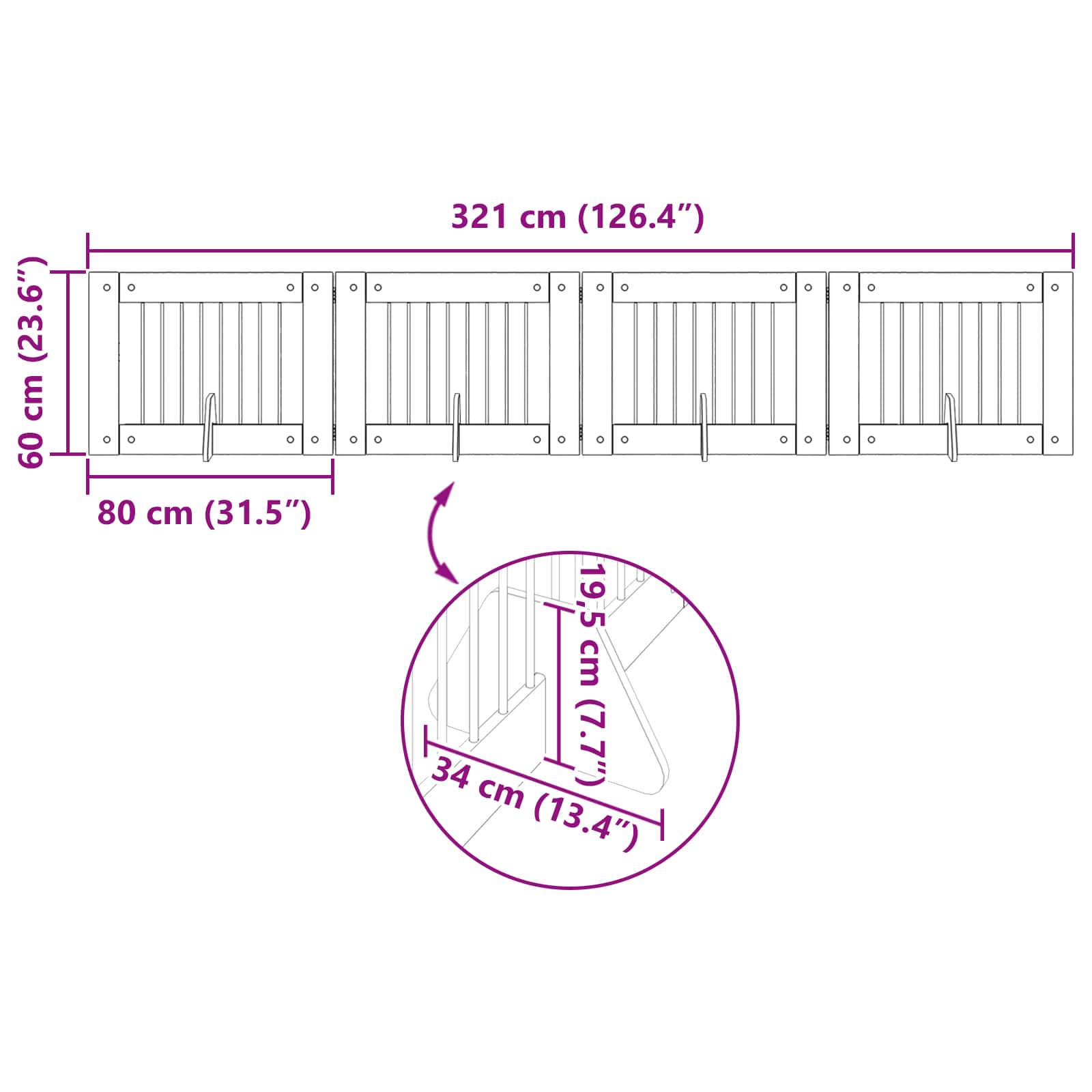 Vrata za pse s postoljem 4 pcs Crni hrast 80 x 60 cm