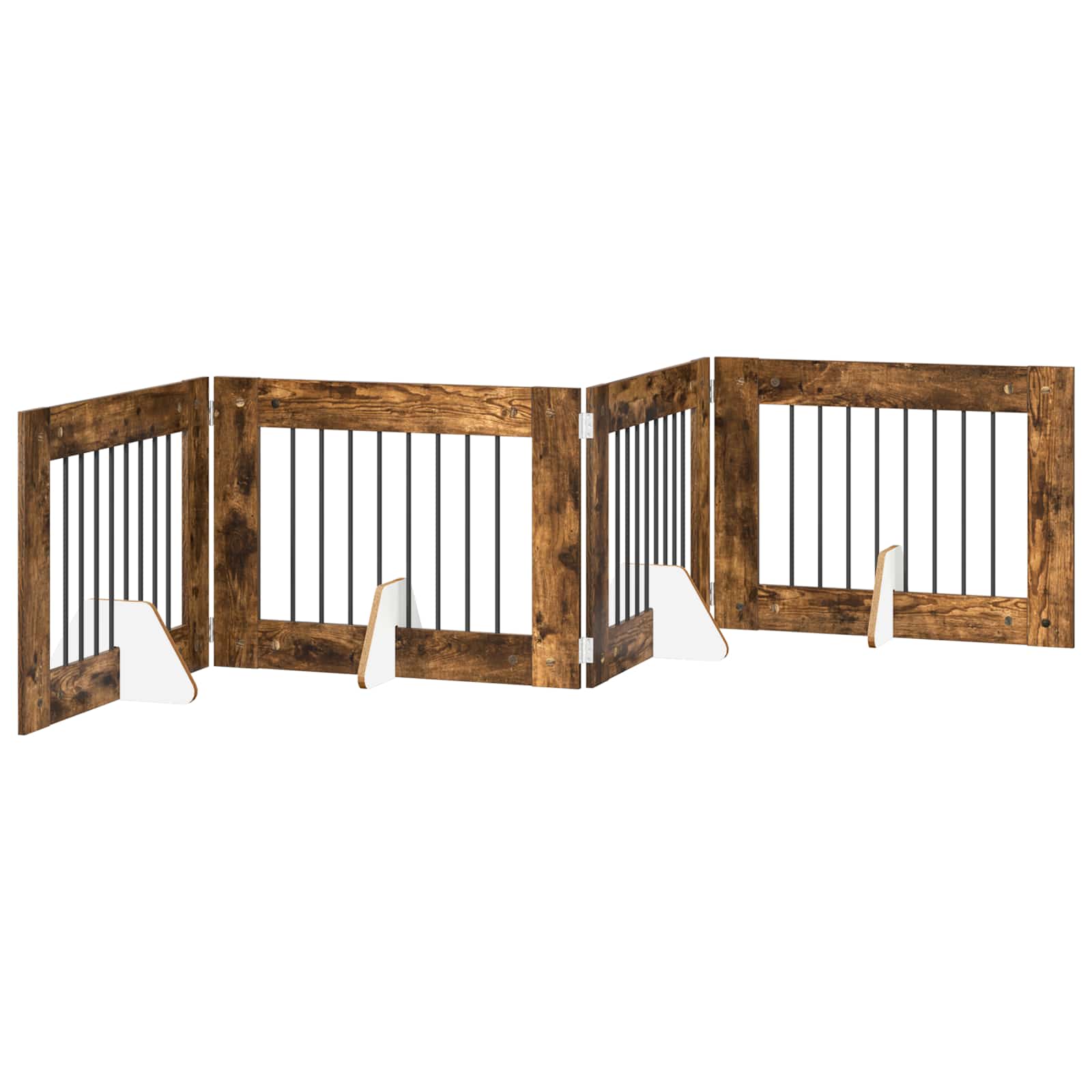 Vrata za pse s postoljem 4 pcs Dimljeni hrast 80 x 60 cm