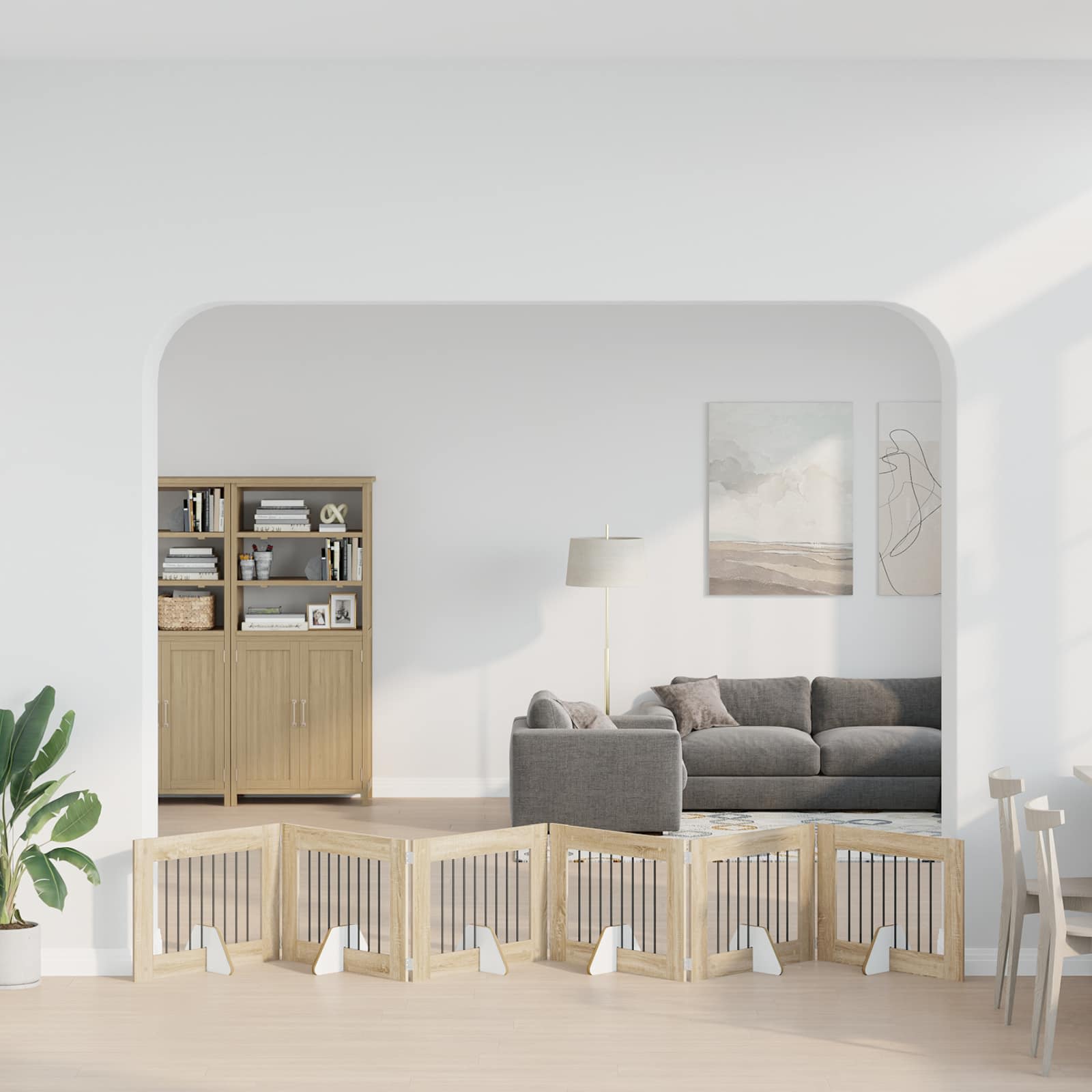 Vrata za pse s postoljem 6 pcs Hrast sonoma 80 x 60 cm