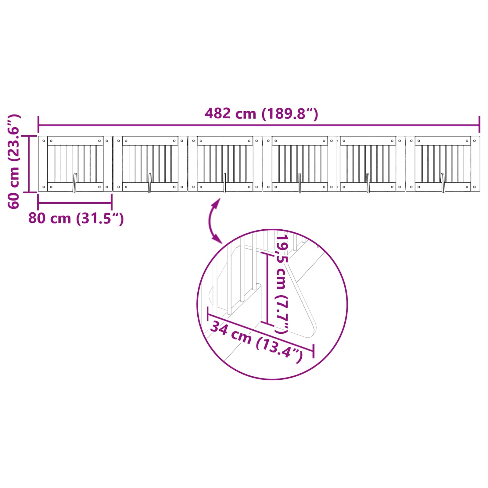 Vrata za pse s postoljem 6 pcs Hrast sonoma 80 x 60 cm