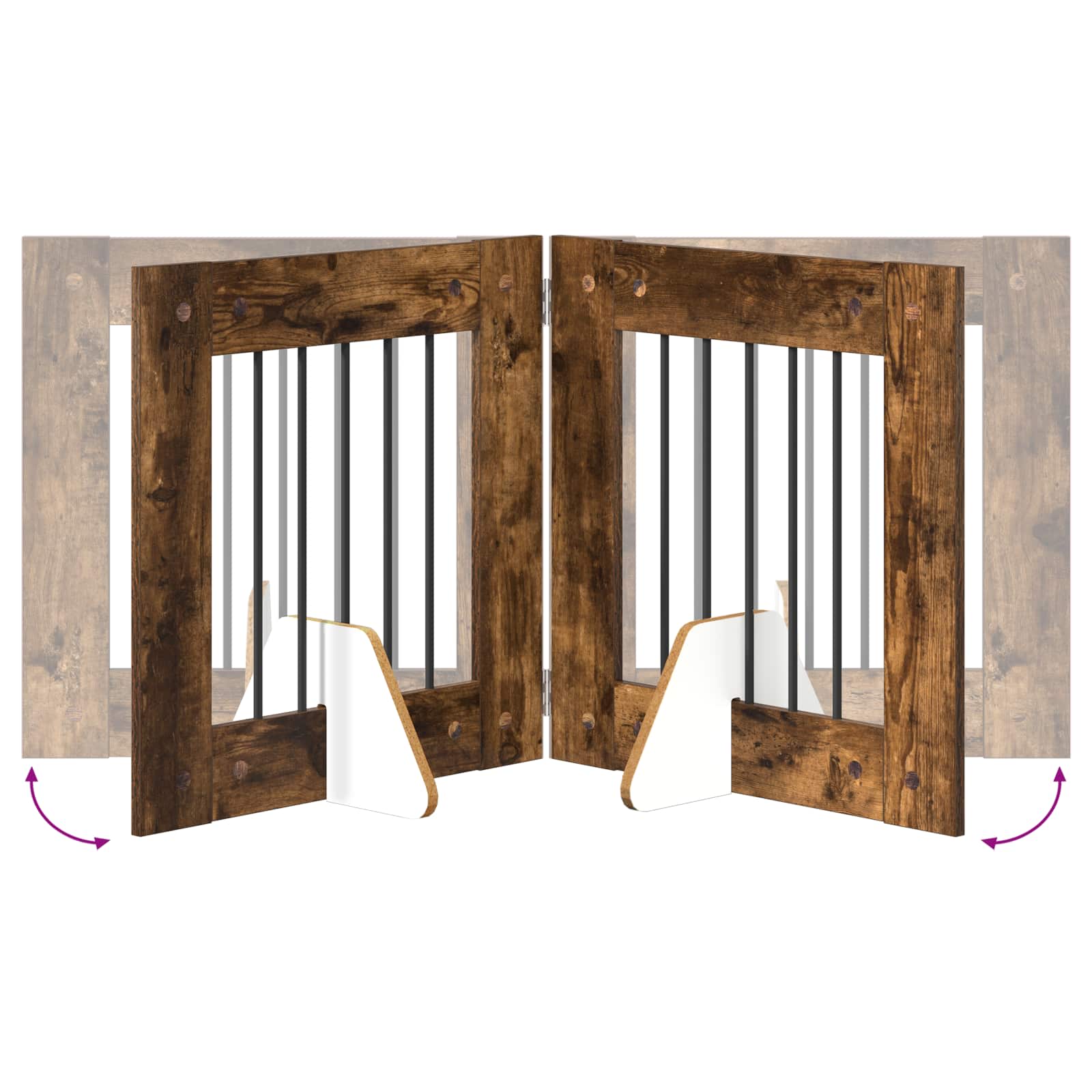 Vrata za pse s postoljem 2 pcs Dimljeni hrast 60 x 60 cm