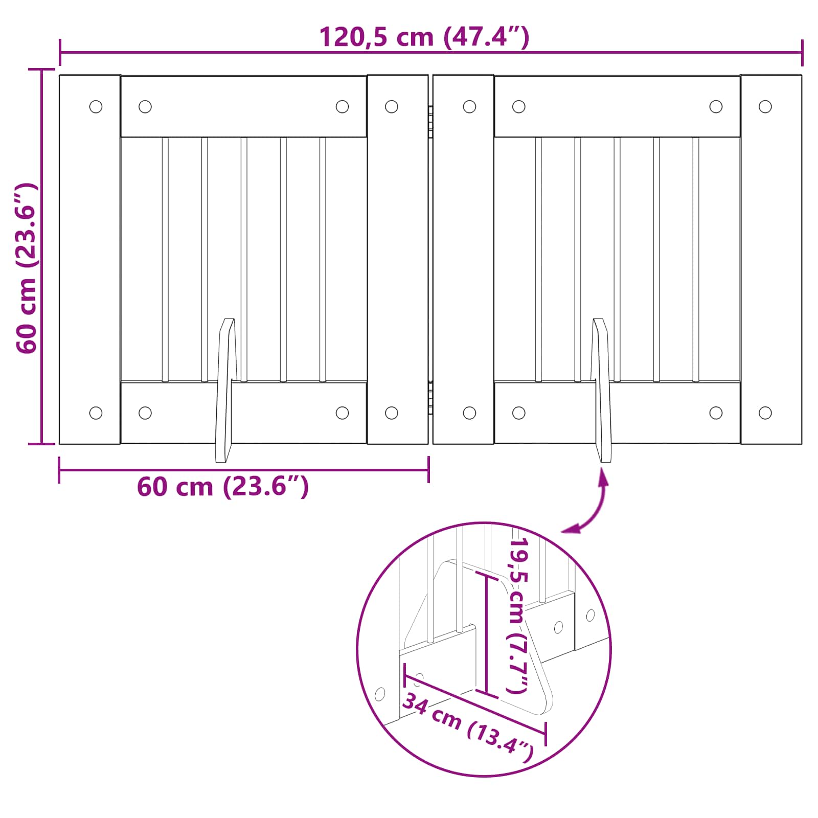 Vrata za pse s postoljem 2 pcs Siva sonoma 60 x 60 cm