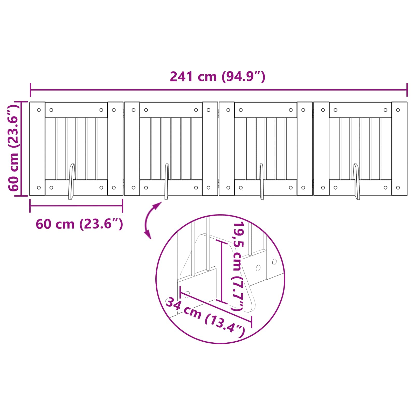 Vrata za pse s postoljem 4 pcs Crni hrast 60 x 60 cm