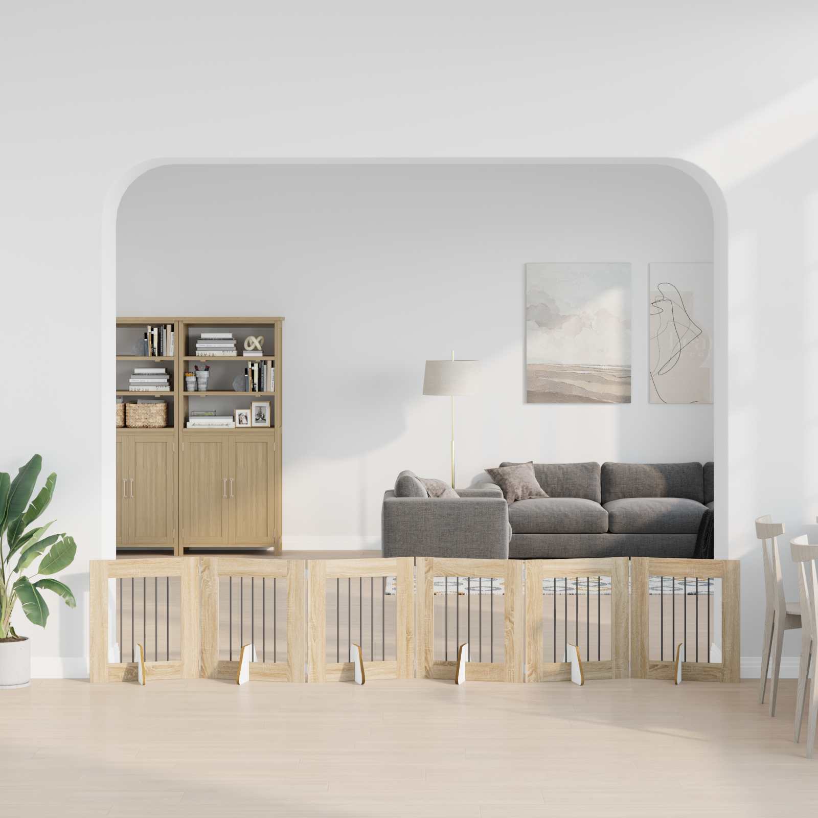 Vrata za pse s postoljem 6 pcs Hrast sonoma 60 x 60 cm