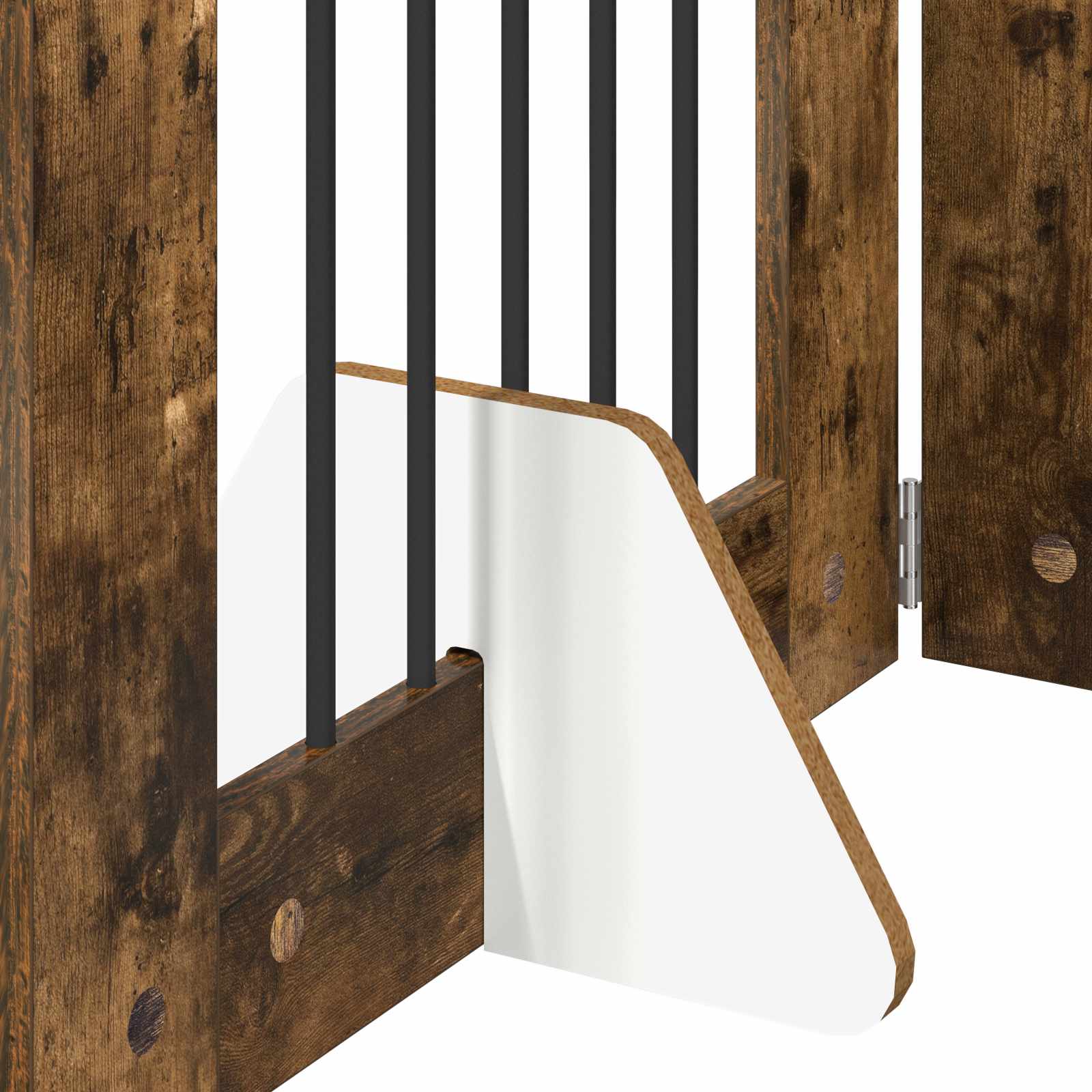 Vrata za pse s postoljem 6 pcs Dimljeni hrast 60 x 60 cm