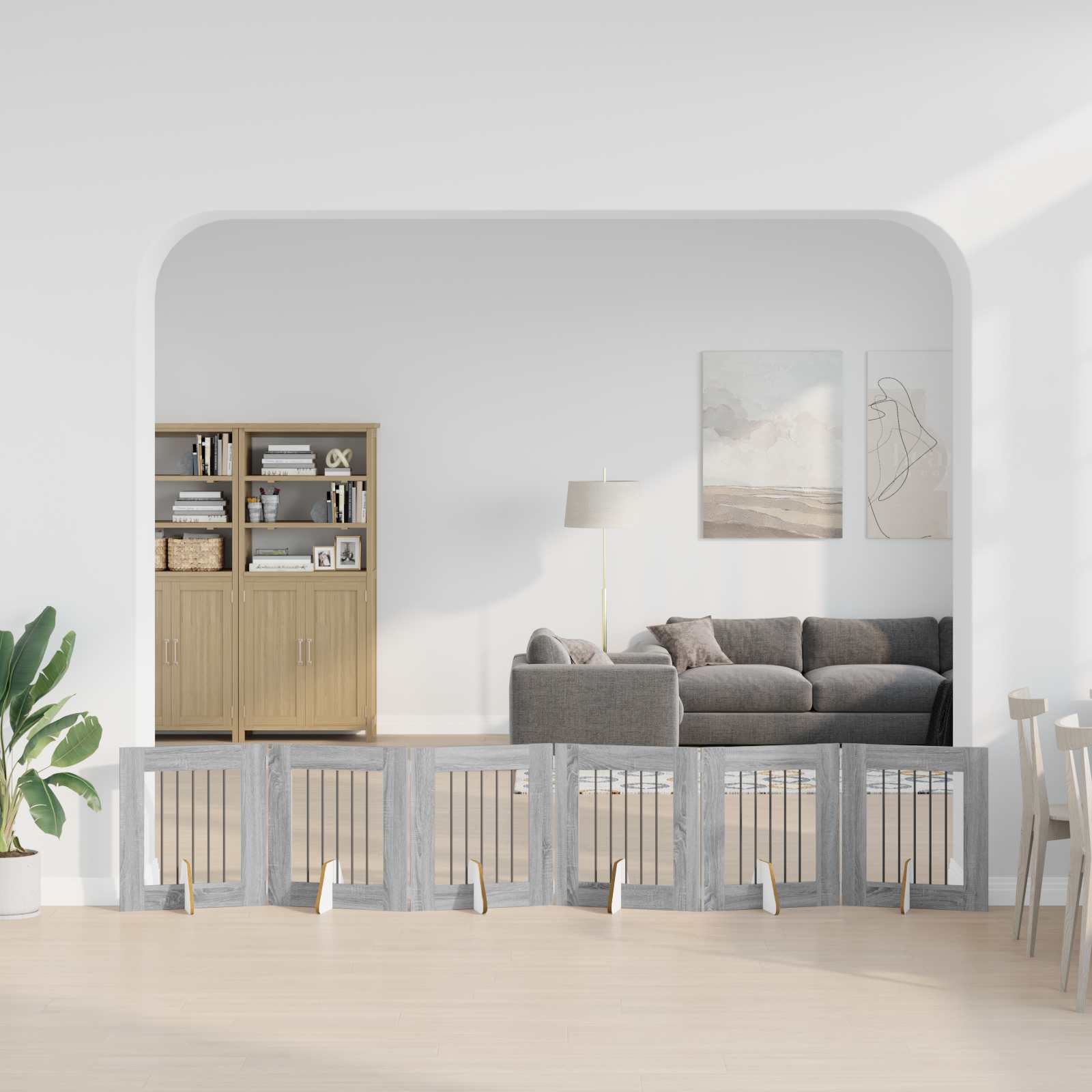 Vrata za pse s postoljem 6 pcs Siva sonoma 60 x 60 cm
