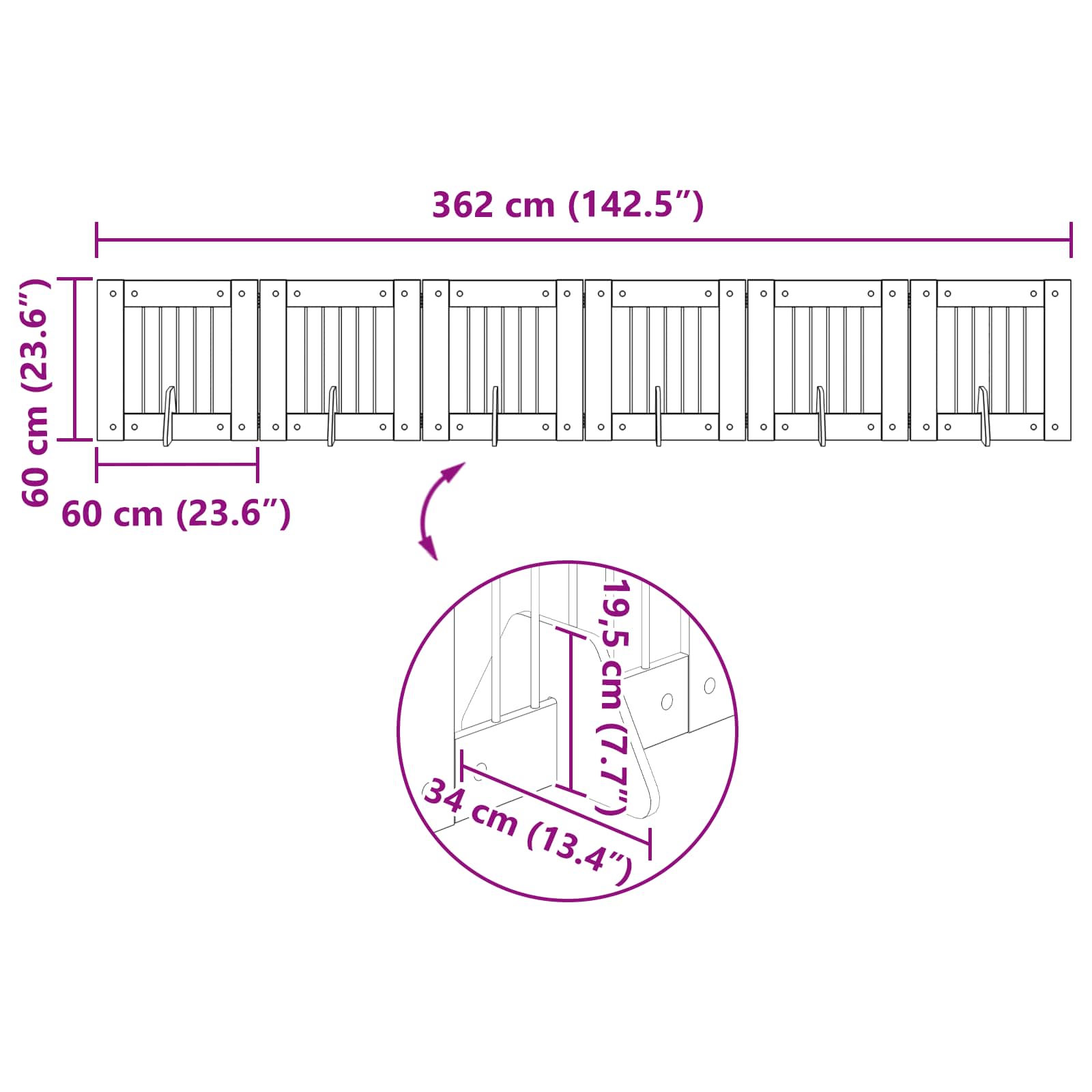 Vrata za pse s postoljem 6 pcs Siva sonoma 60 x 60 cm