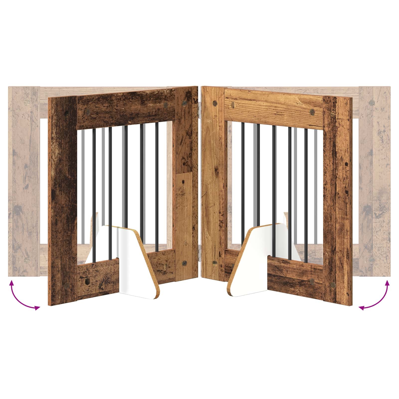 Vrata za pse s postoljem 6 pcs Staro drvo 60 x 60 cm