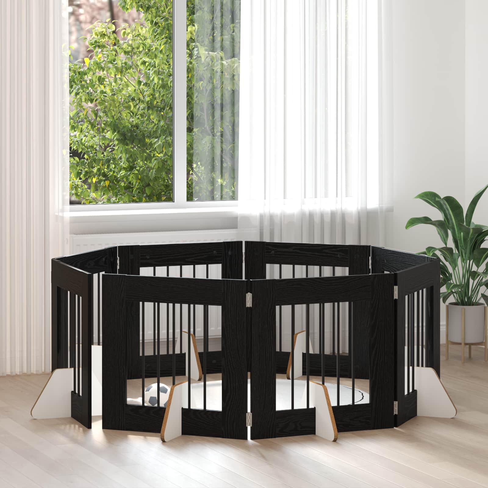 Vrata za pse s postoljem 8 pcs Crni hrast 60 x 60 cm
