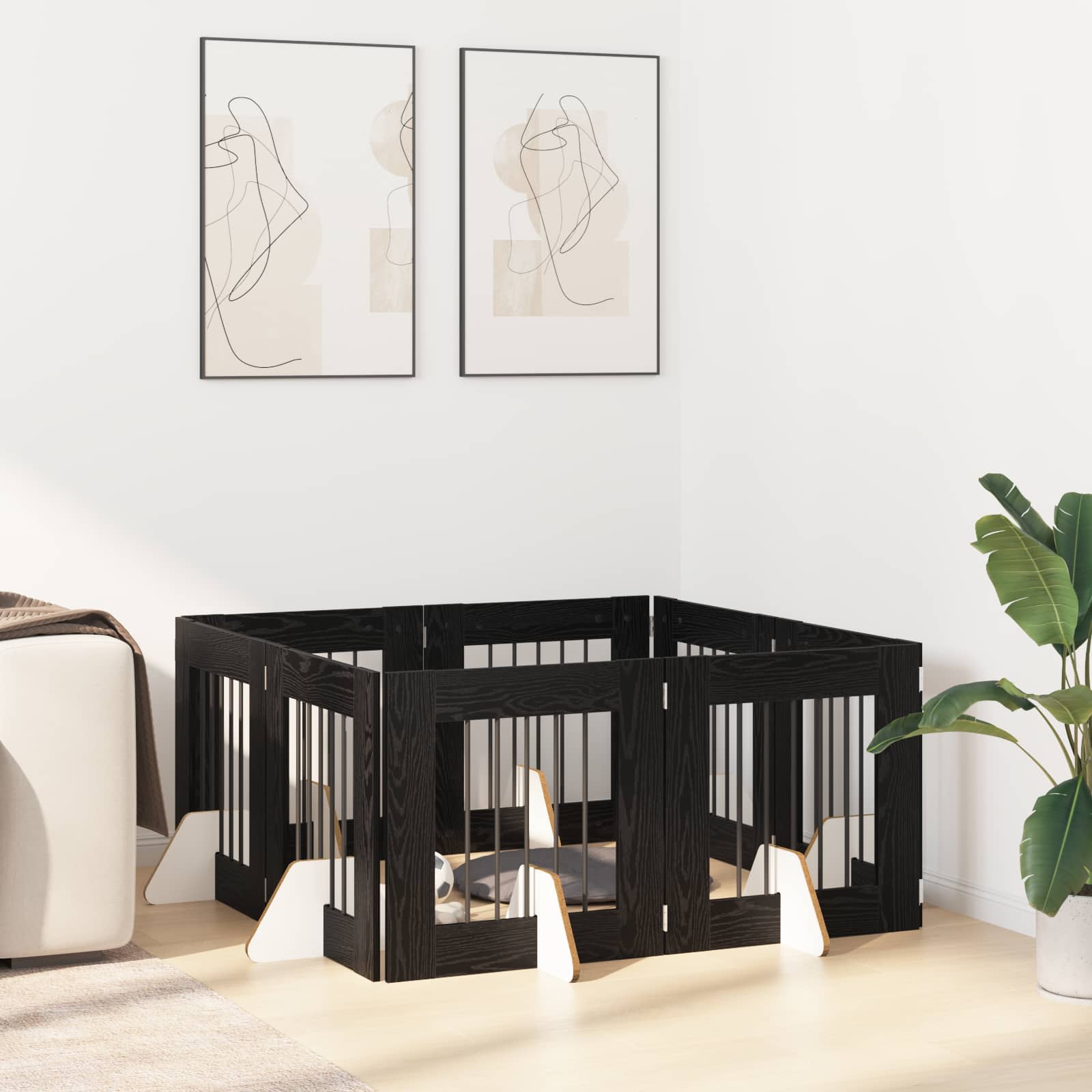 Vrata za pse s postoljem 8 pcs Crni hrast 60 x 60 cm