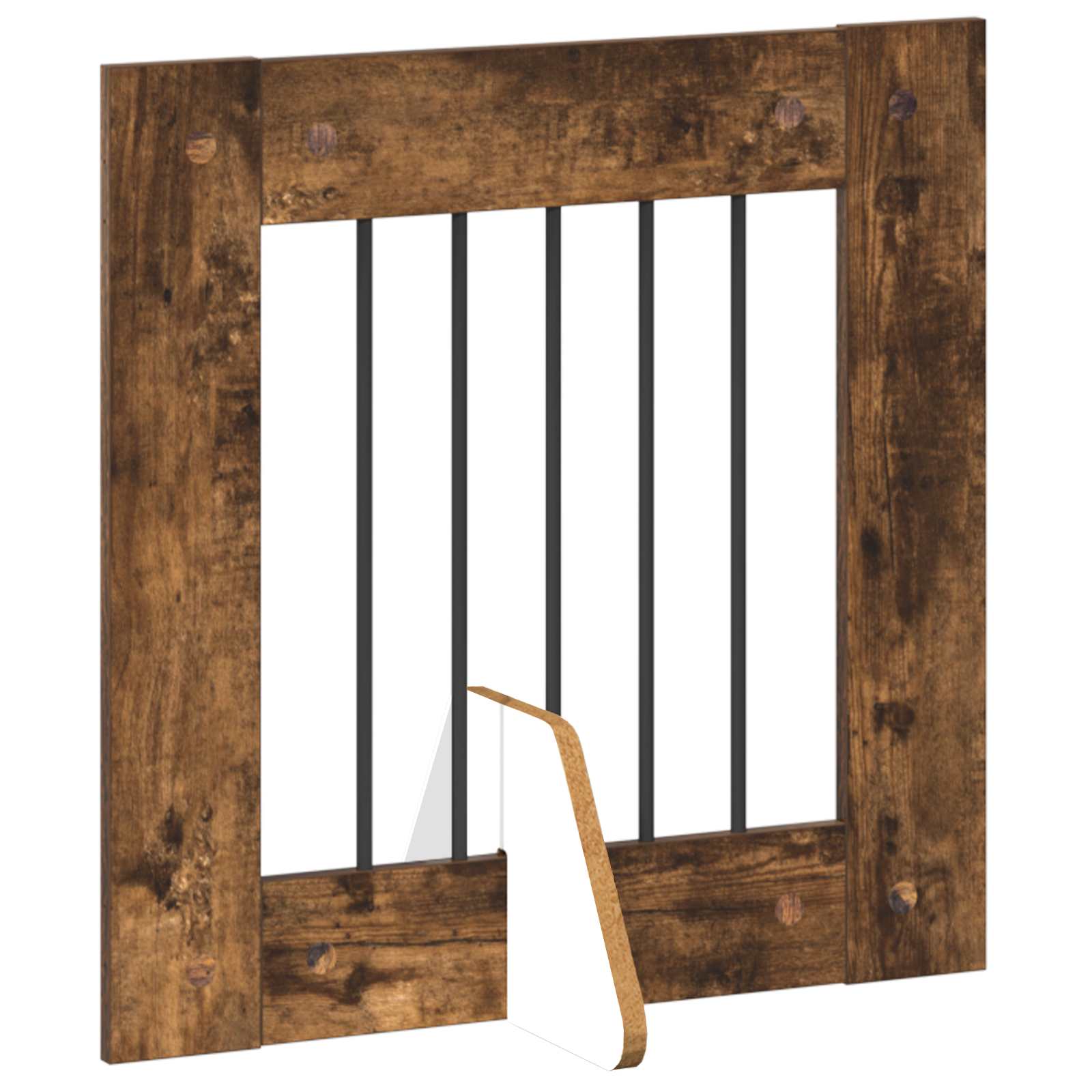Vrata za pse s postoljem 8 pcs Dimljeni hrast 60 x 60 cm