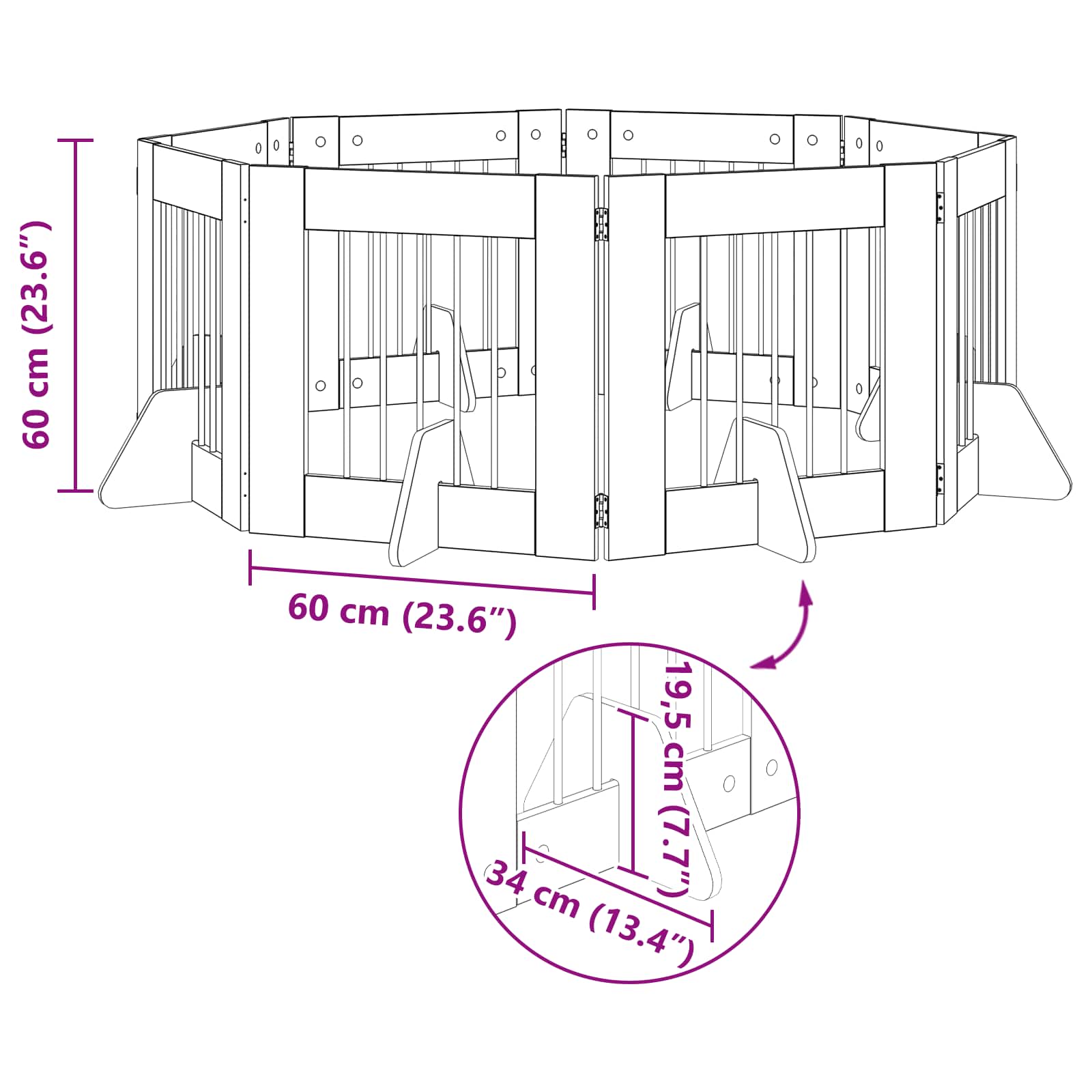 Vrata za pse s postoljem 8 pcs Dimljeni hrast 60 x 60 cm