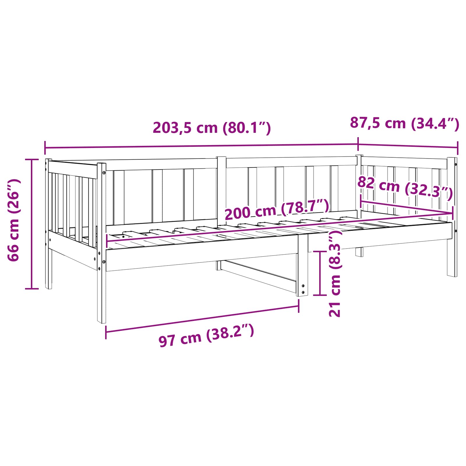Krevetna konstrukcija s uzglavljem Vosak smeđa 80 x 200 cm