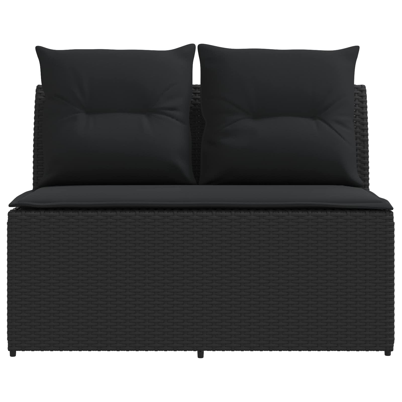 2 Komad Sofa na sredini vrta s podiznim stolom poliratan Crna