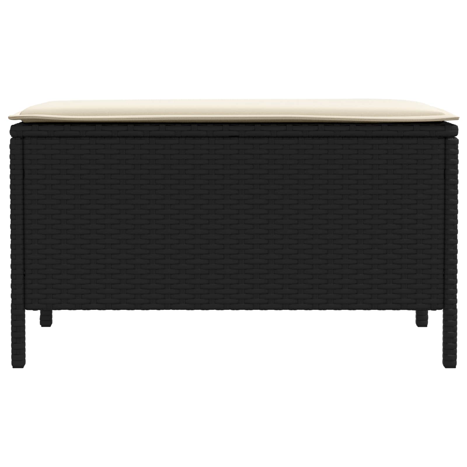 Vrtni otoman s jastukom Crna i Krema 80 x 38 x 45 cm PE ratan