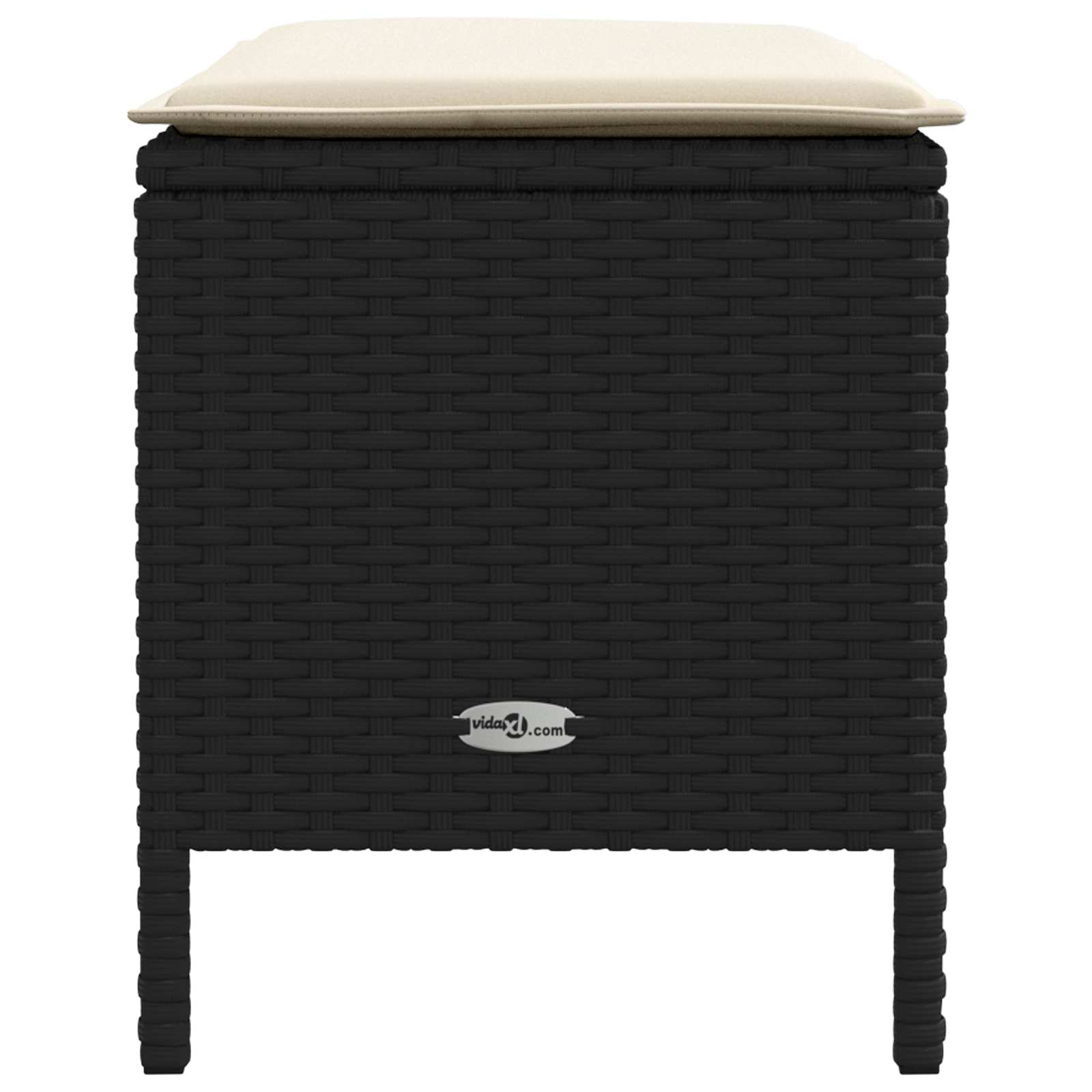 Vrtni otoman s jastukom Crna i Krema 80 x 38 x 45 cm PE ratan