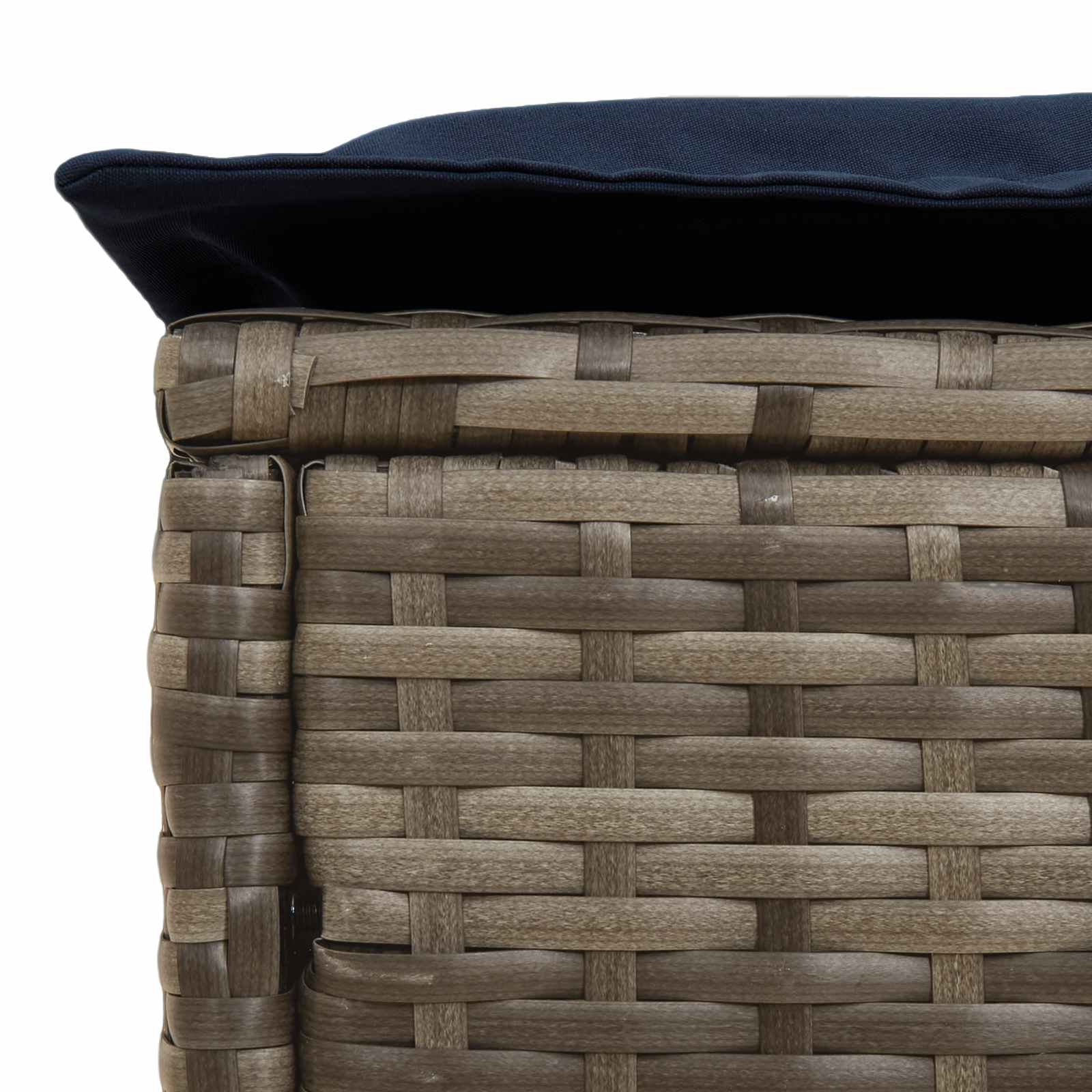 Vrtni otoman Siva i tamnoplava 80 x 38 x 42 cm PE ratan