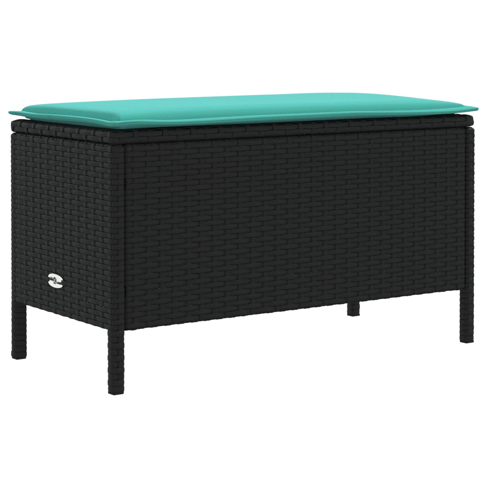 Vrtni otoman Crna i Tirkizna 80 x 38 x 42 cm PE ratan